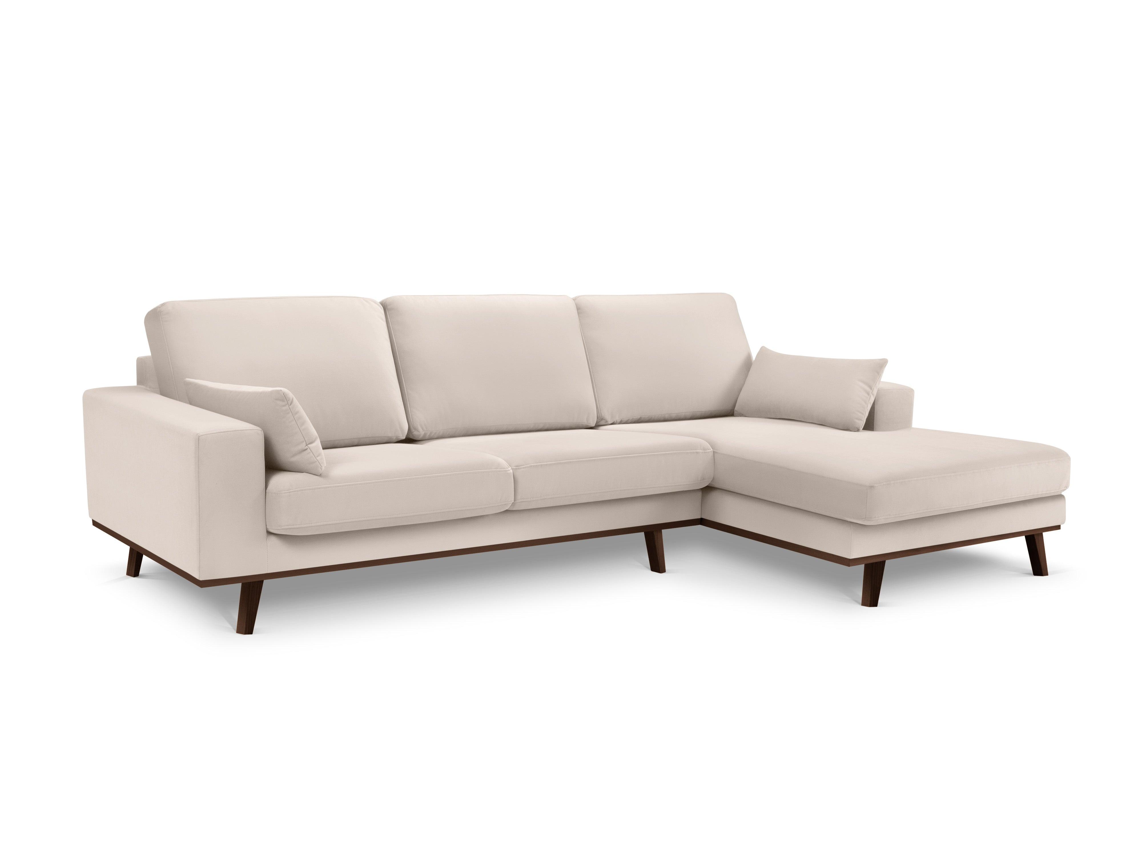 Narożnik aksamitny prawostronny HEBE beżowy Mazzini Sofas Eye on Design