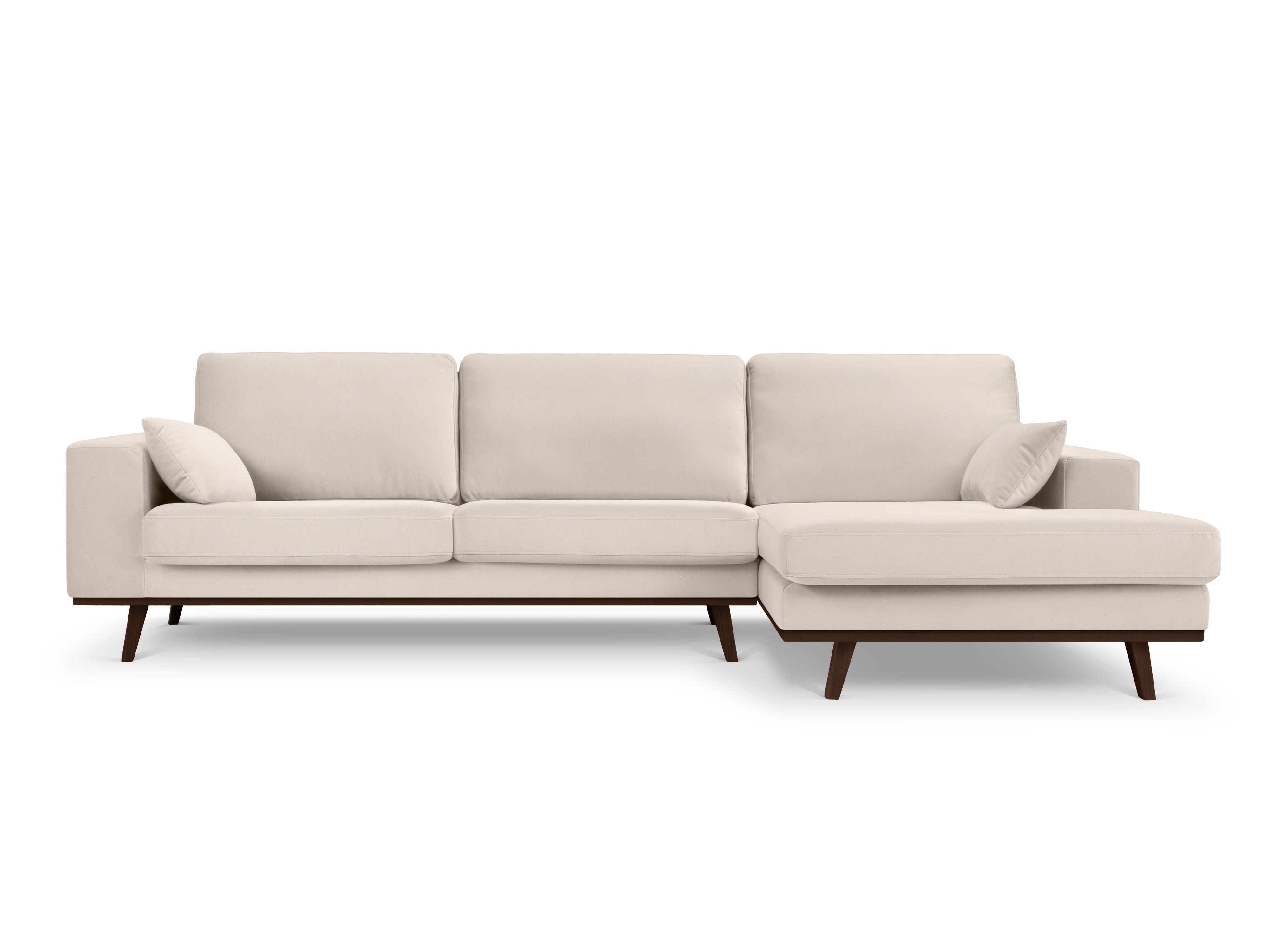 Narożnik aksamitny prawostronny HEBE beżowy Mazzini Sofas Eye on Design