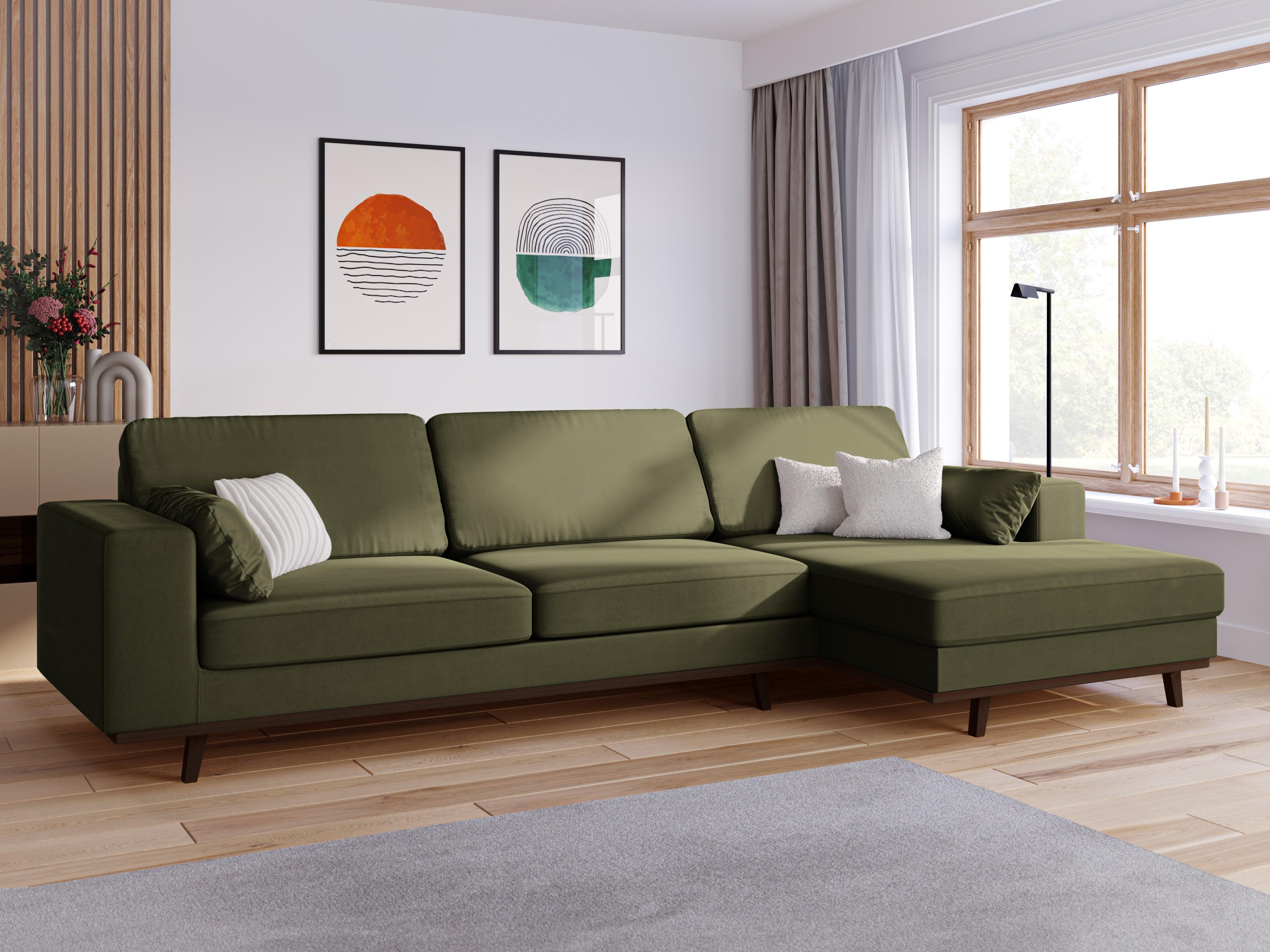 Narożnik aksamitny prawostronny HEBE zielony Mazzini Sofas Eye on Design