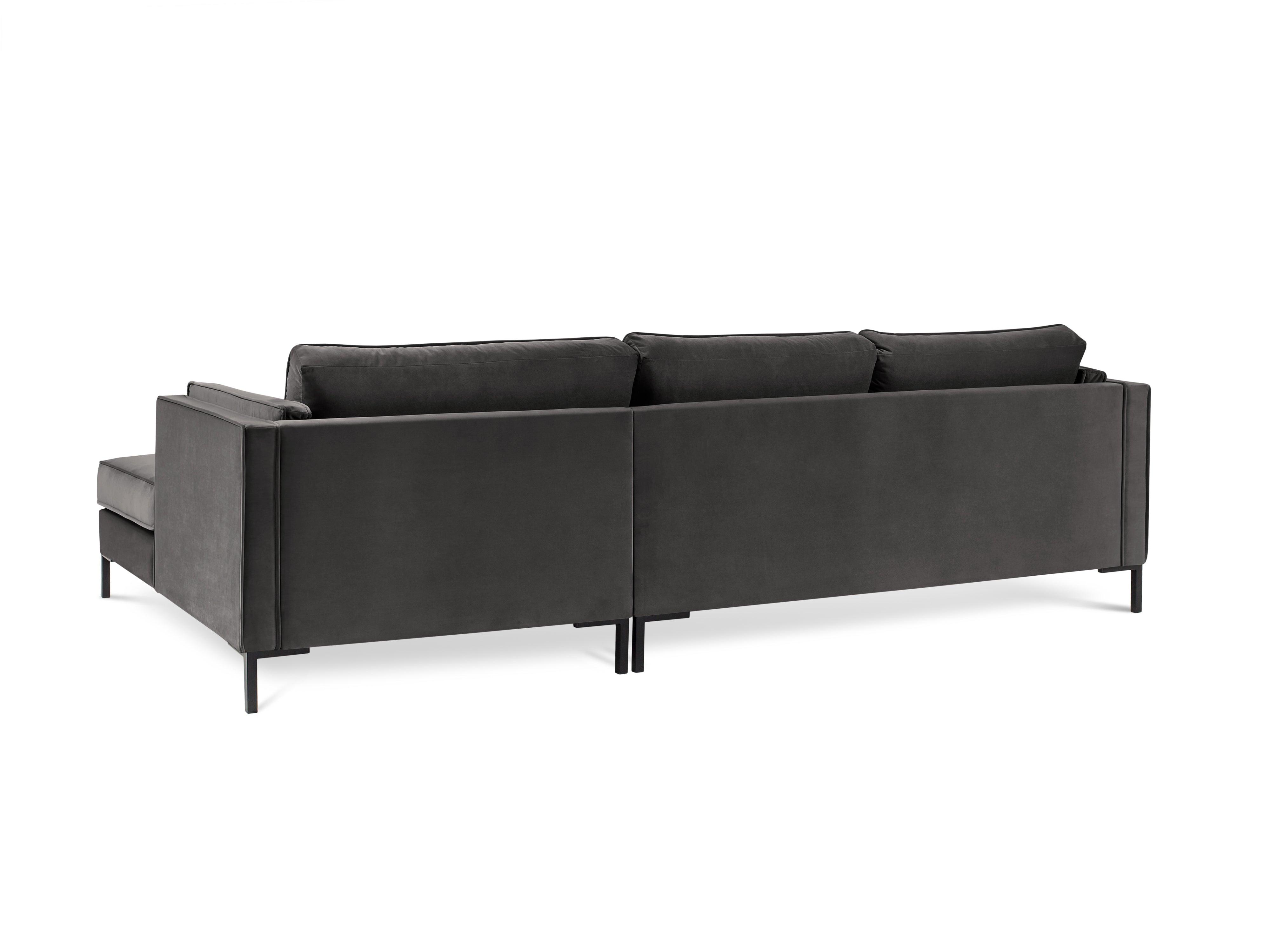 Narożnik aksamitny prawostronny LUIS ciemnoszary z czarną podstawą Milo Casa Eye on Design