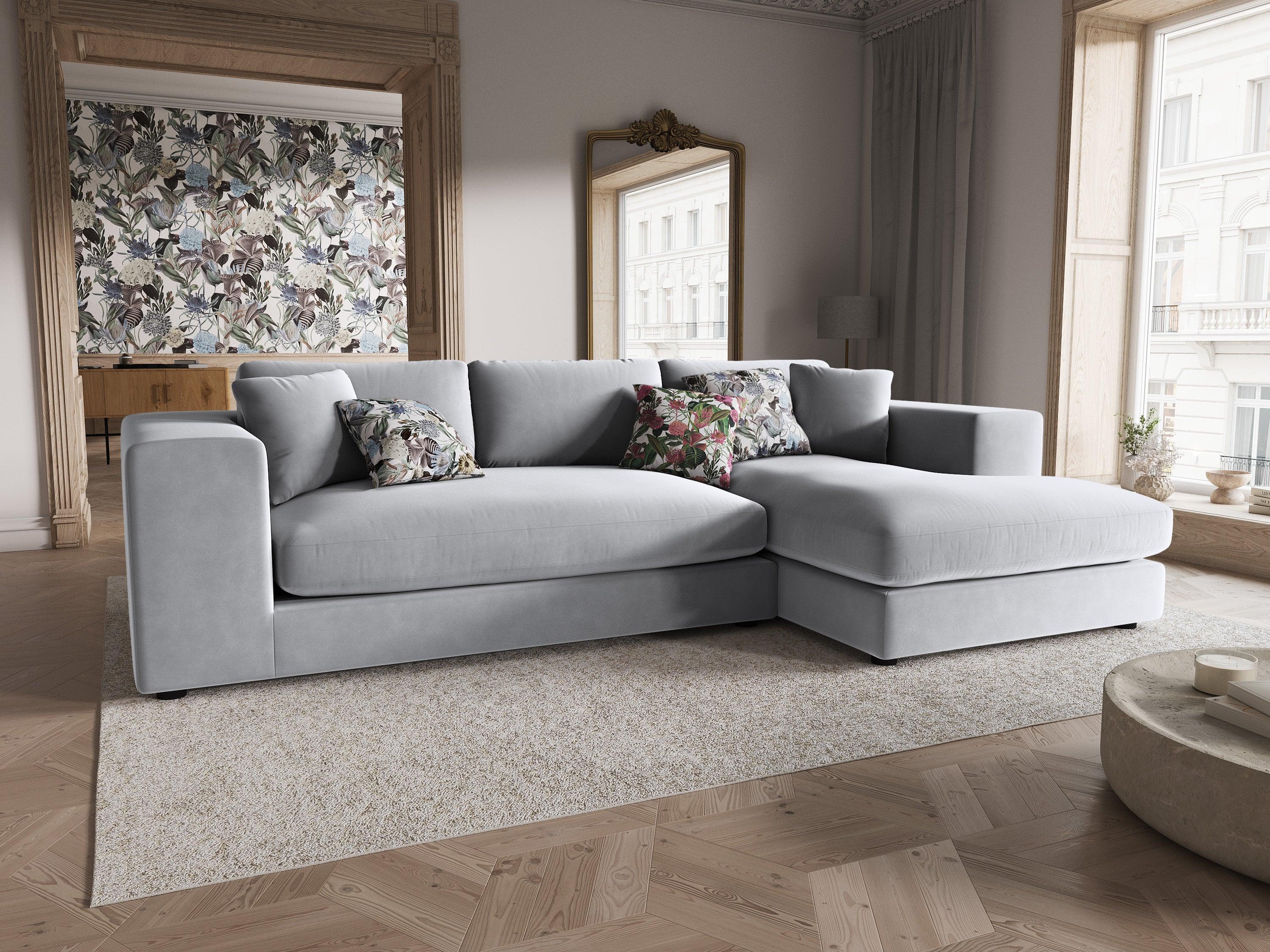 Narożnik aksamitny prawostronny TENDANCE jasnoszary CXL by Christian Lacroix Eye on Design