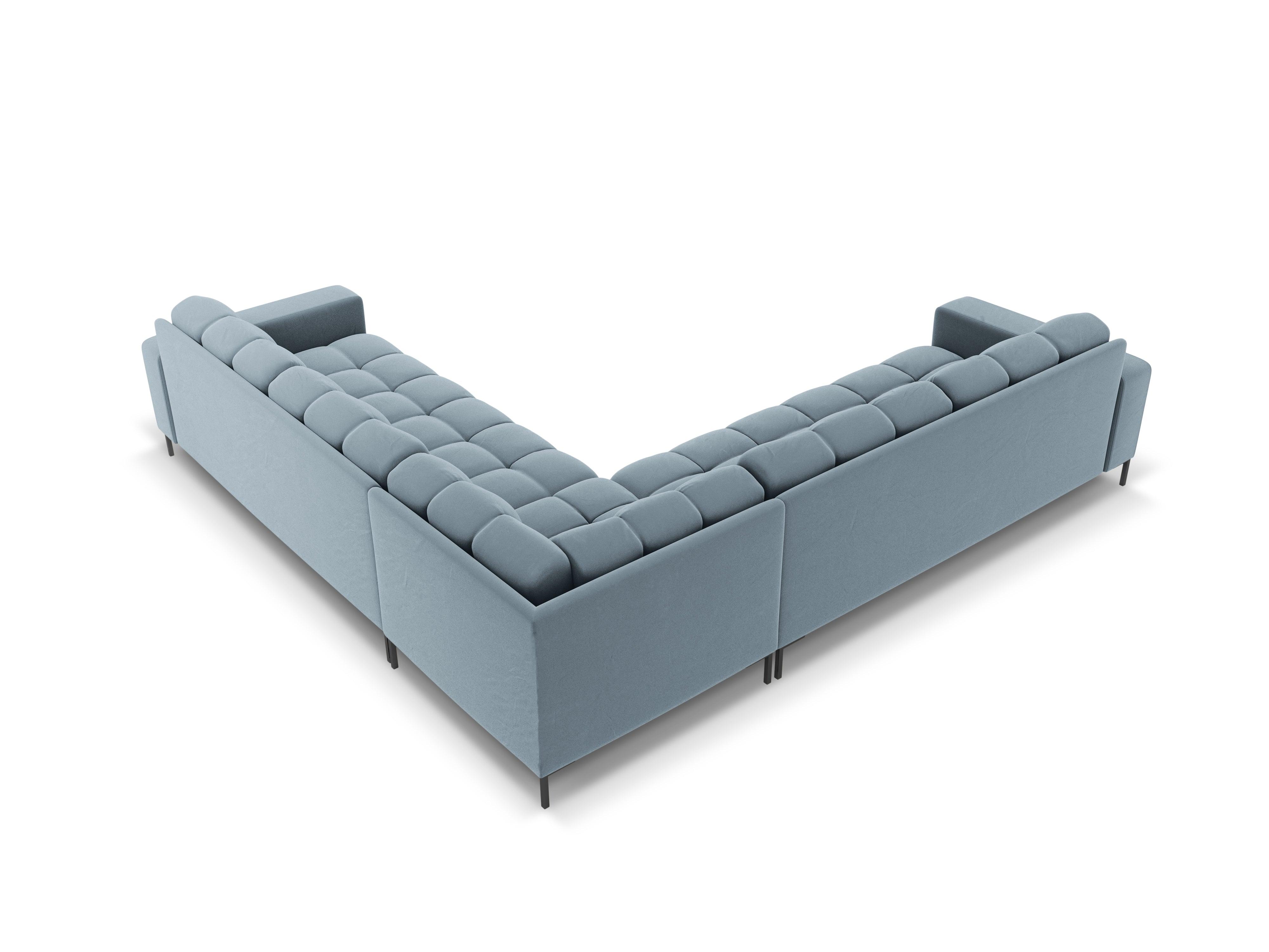 Narożnik aksamitny symetryczny BALI jasnoniebieski z czarną podstawą Cosmopolitan Design Eye on Design