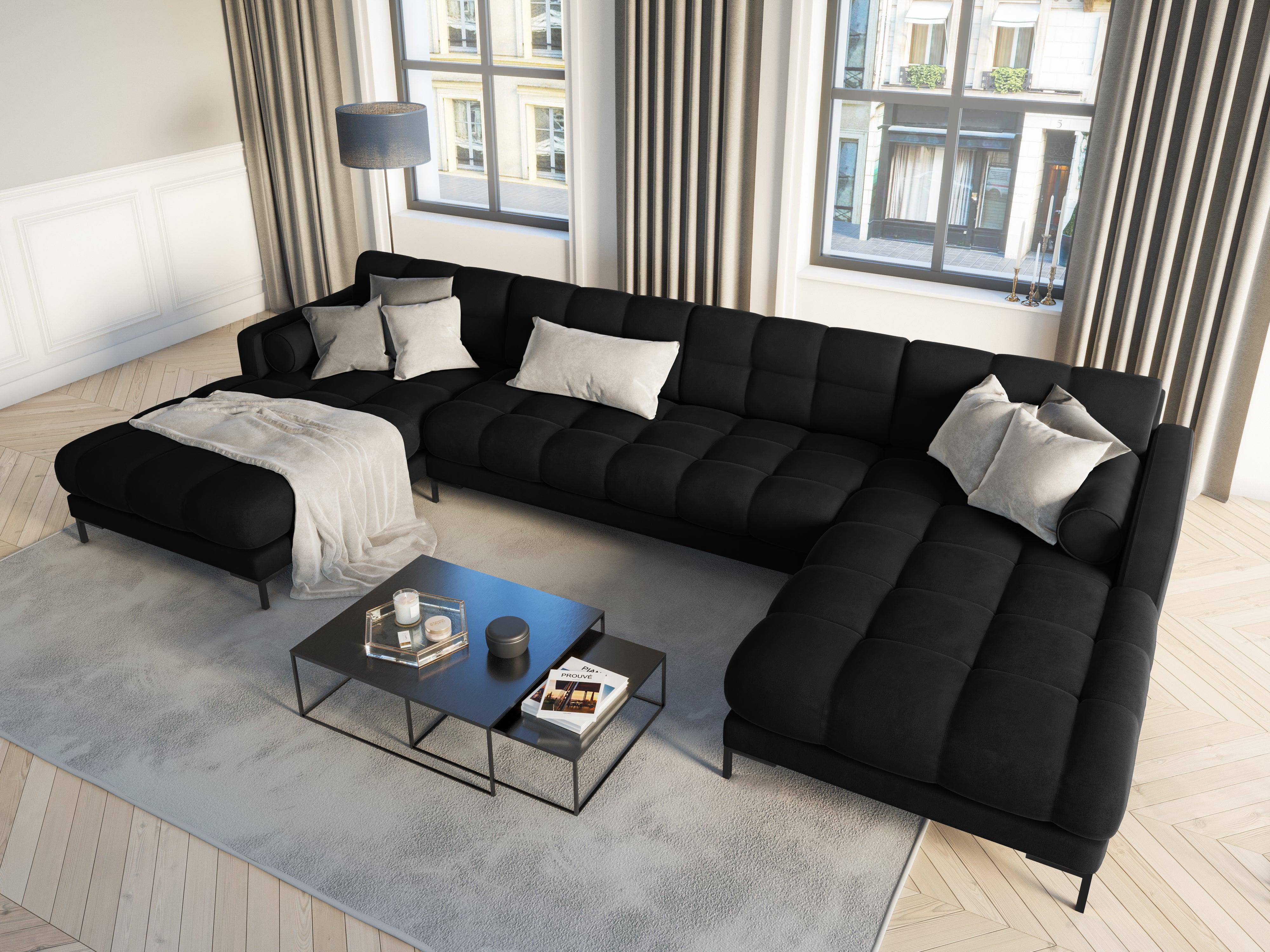 Narożnik aksamitny w kształcie U BALI czarny z czarną podstawą Cosmopolitan Design Eye on Design