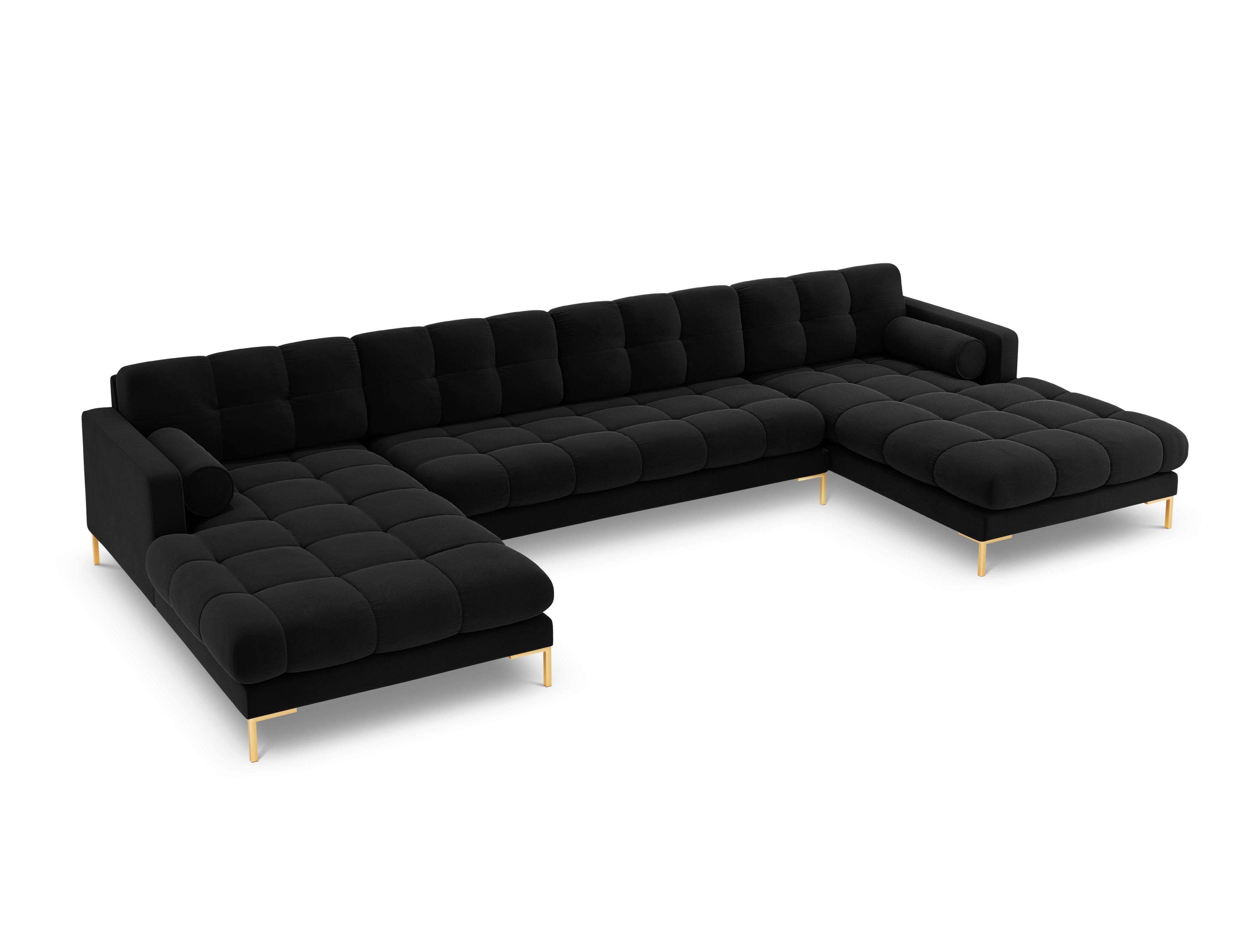 Narożnik aksamitny w kształcie U BALI czarny ze złotą podstawą Cosmopolitan Design Eye on Design