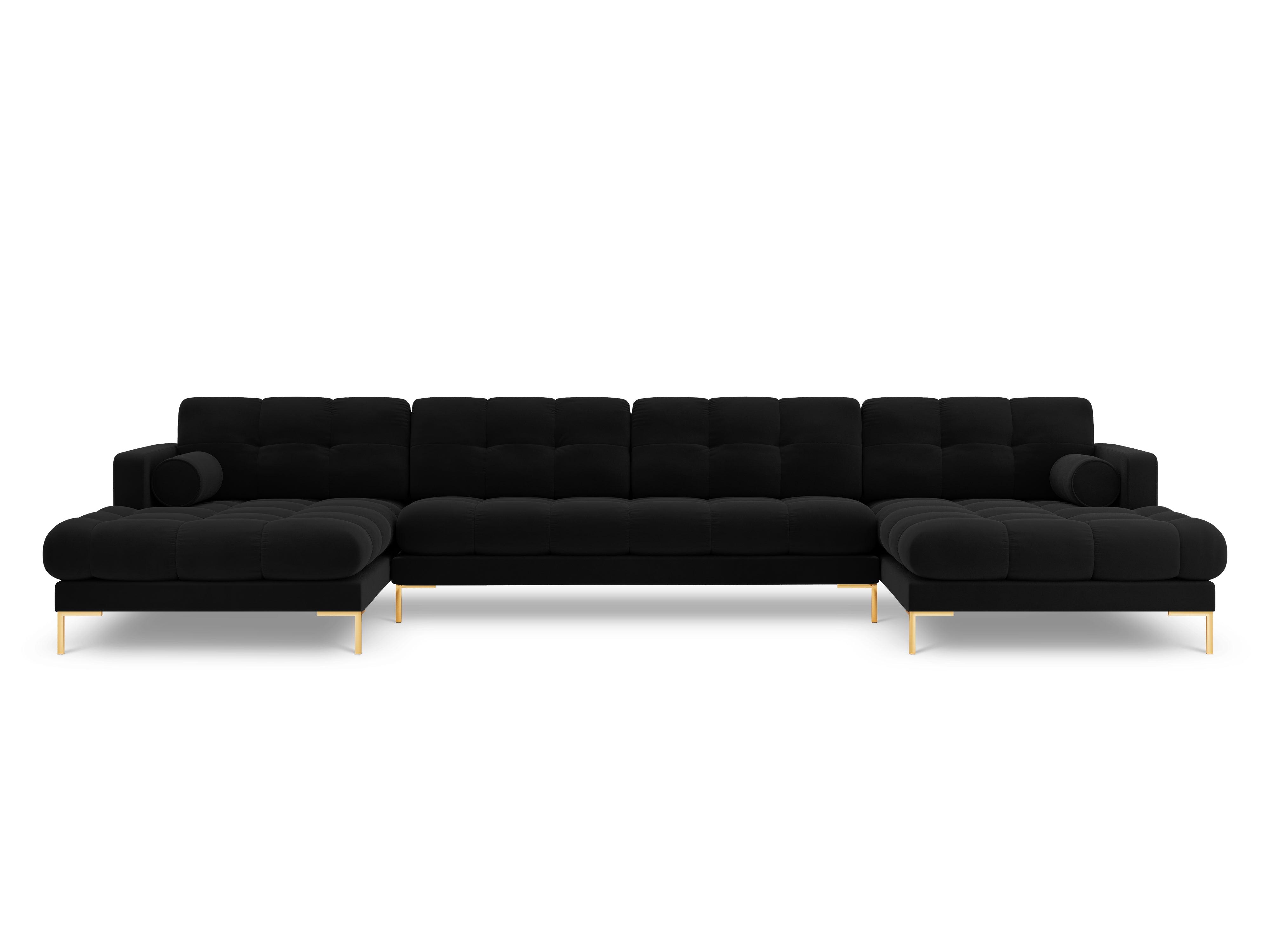 Narożnik aksamitny w kształcie U BALI czarny ze złotą podstawą Cosmopolitan Design Eye on Design