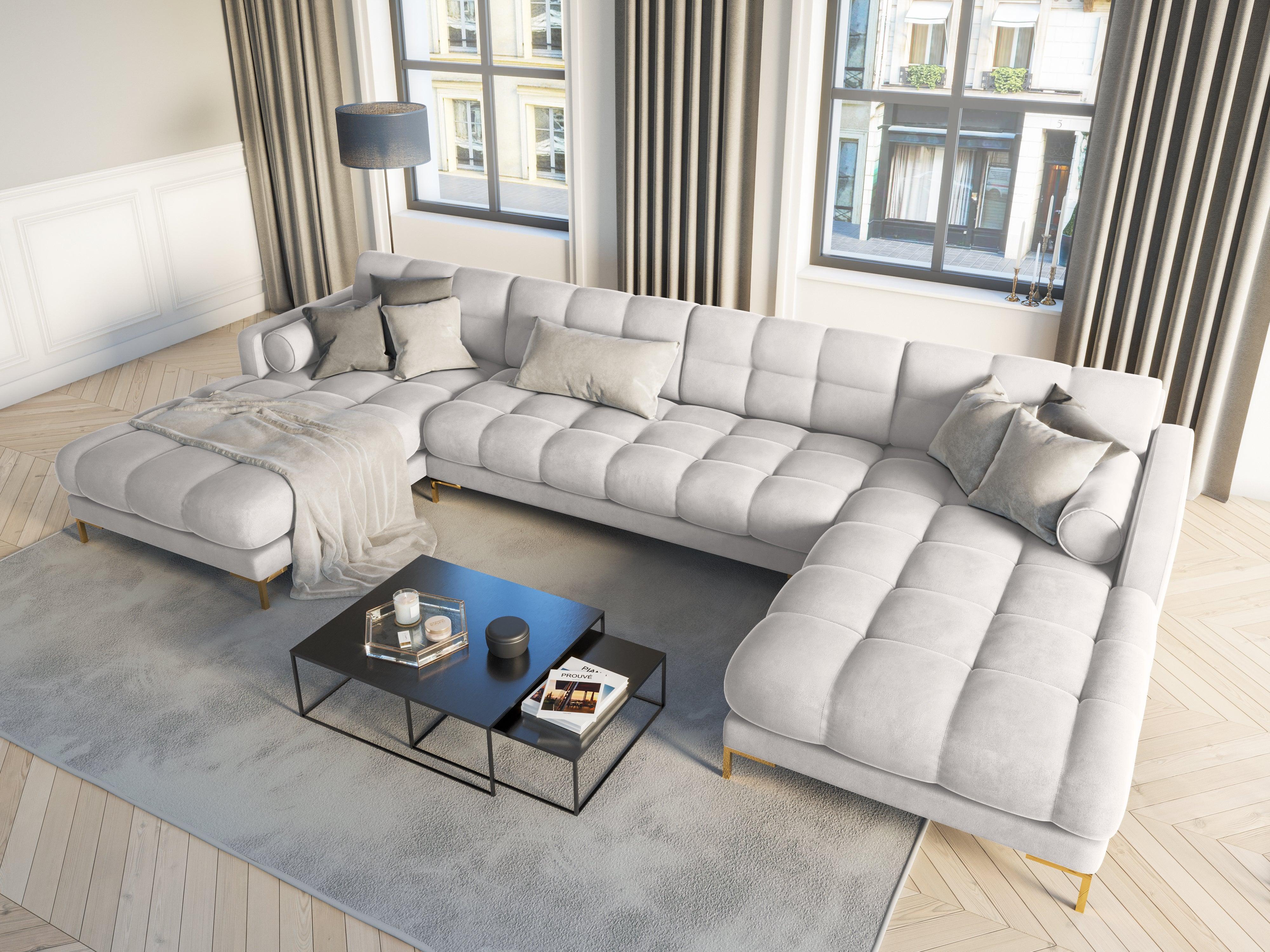 Narożnik aksamitny w kształcie U BALI srebrny ze złotą podstawą Cosmopolitan Design Eye on Design