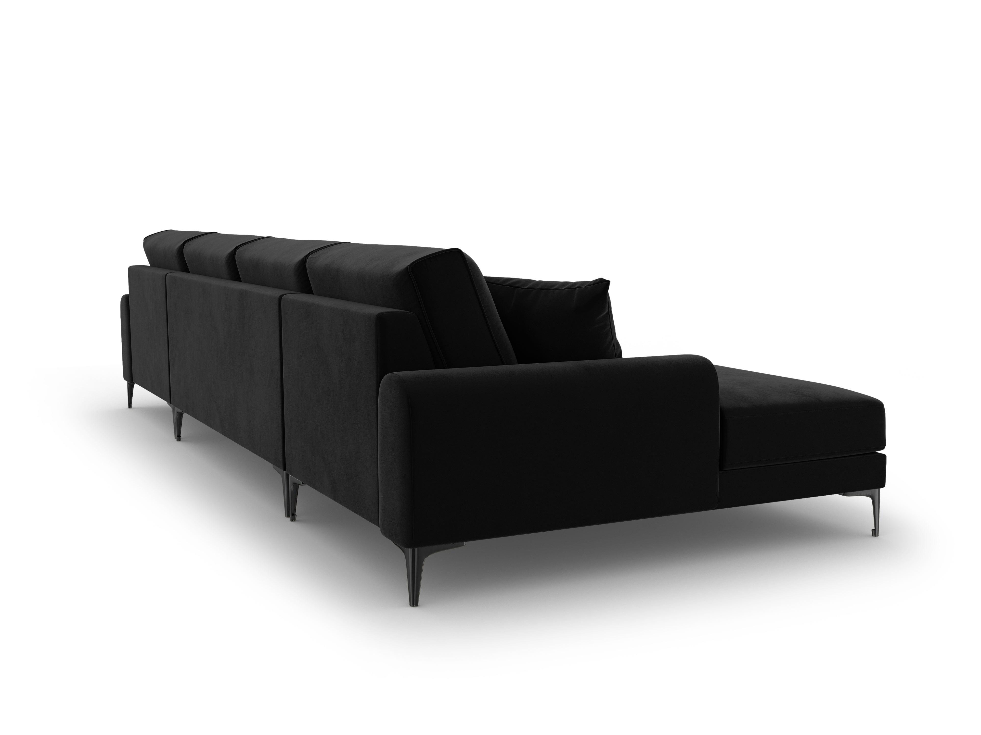 Narożnik aksamitny w kształcie U MADARA czarny z czarną podstawą Mazzini Sofas Eye on Design