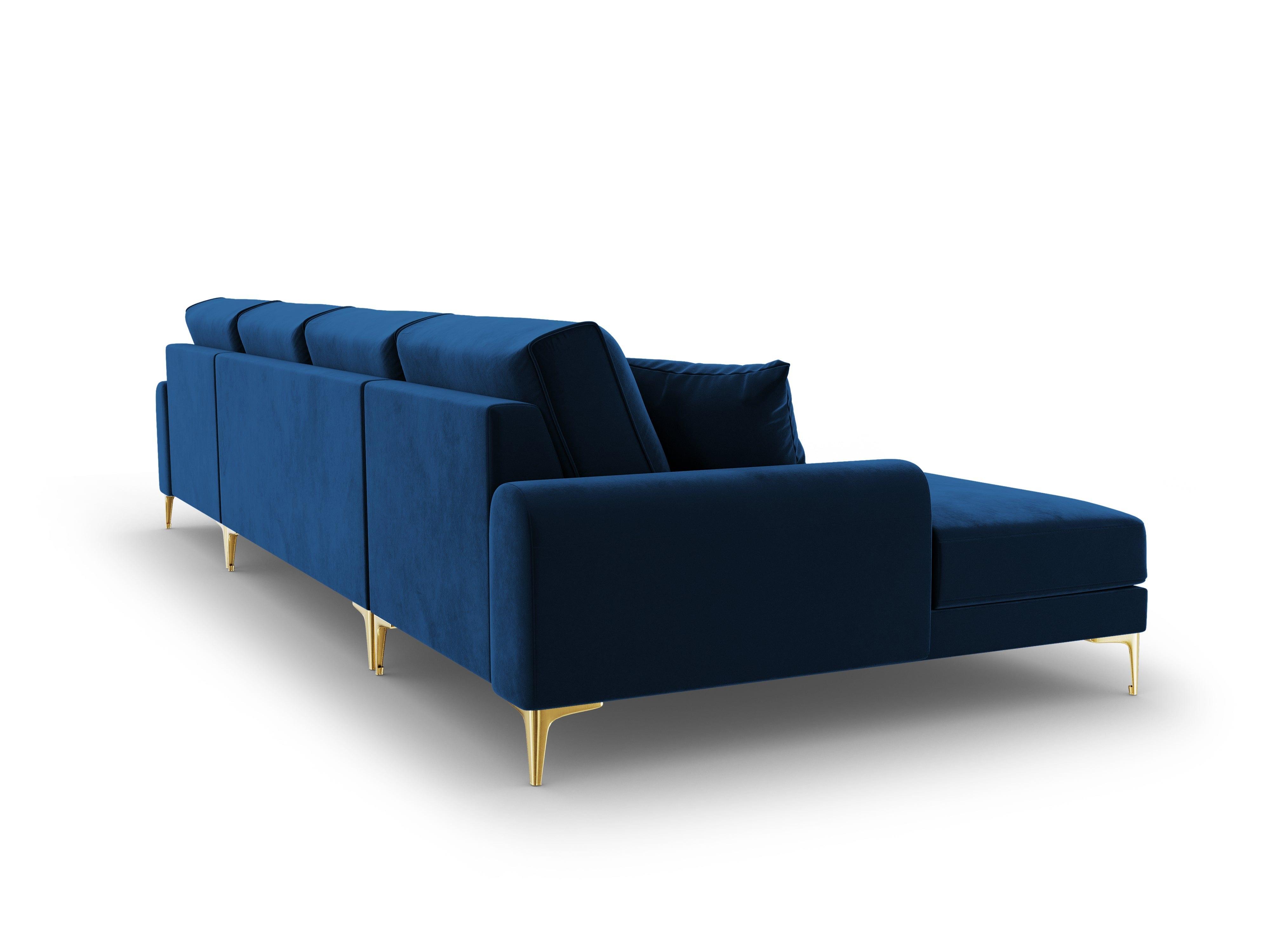 Narożnik aksamitny w kształcie U MADARA królewski niebieski ze złotą podstawą Mazzini Sofas Eye on Design