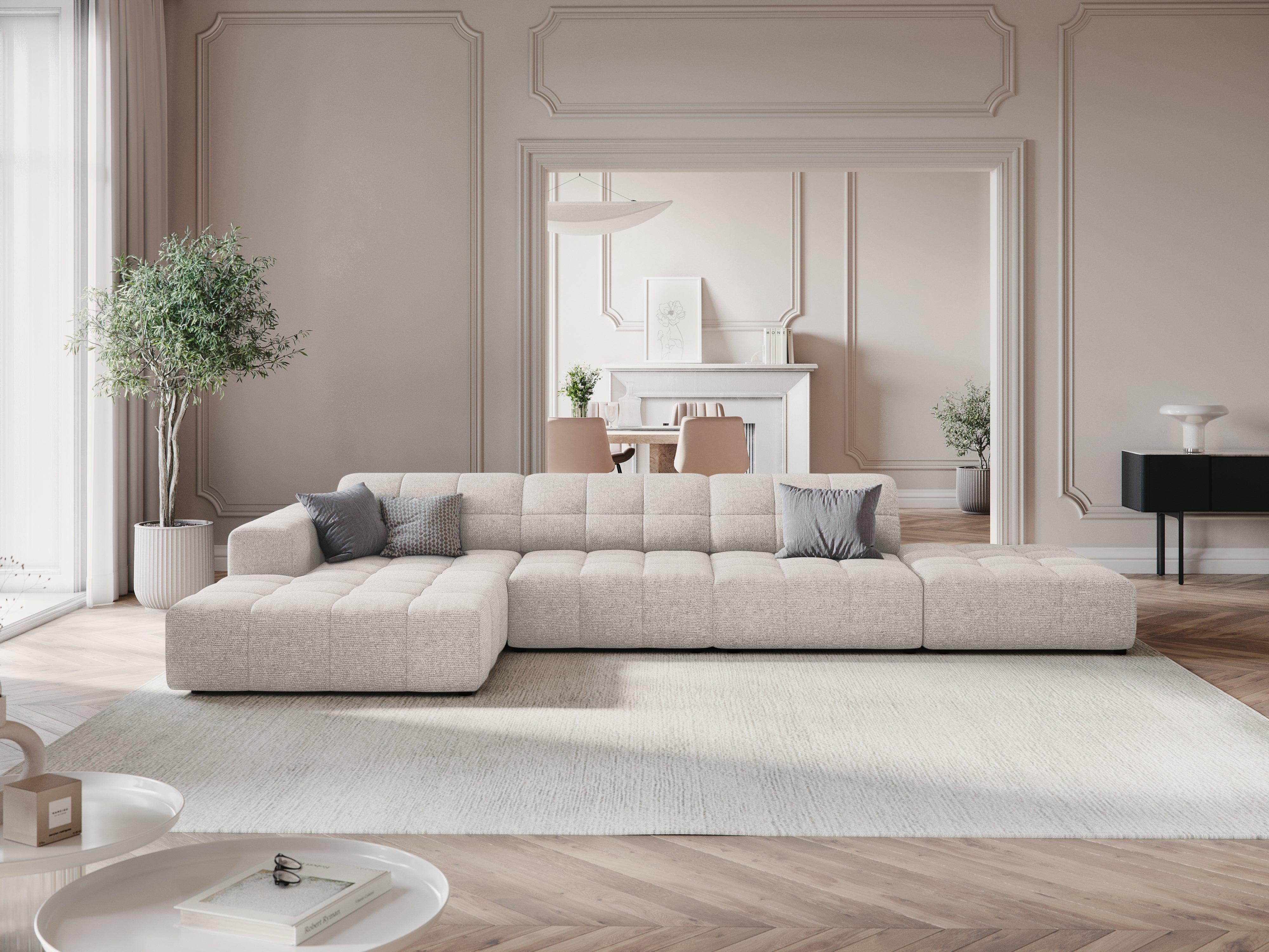 Narożnik lewostronny 5-osobowy CHICAGO jasnoszary szenil Cosmopolitan Design Eye on Design