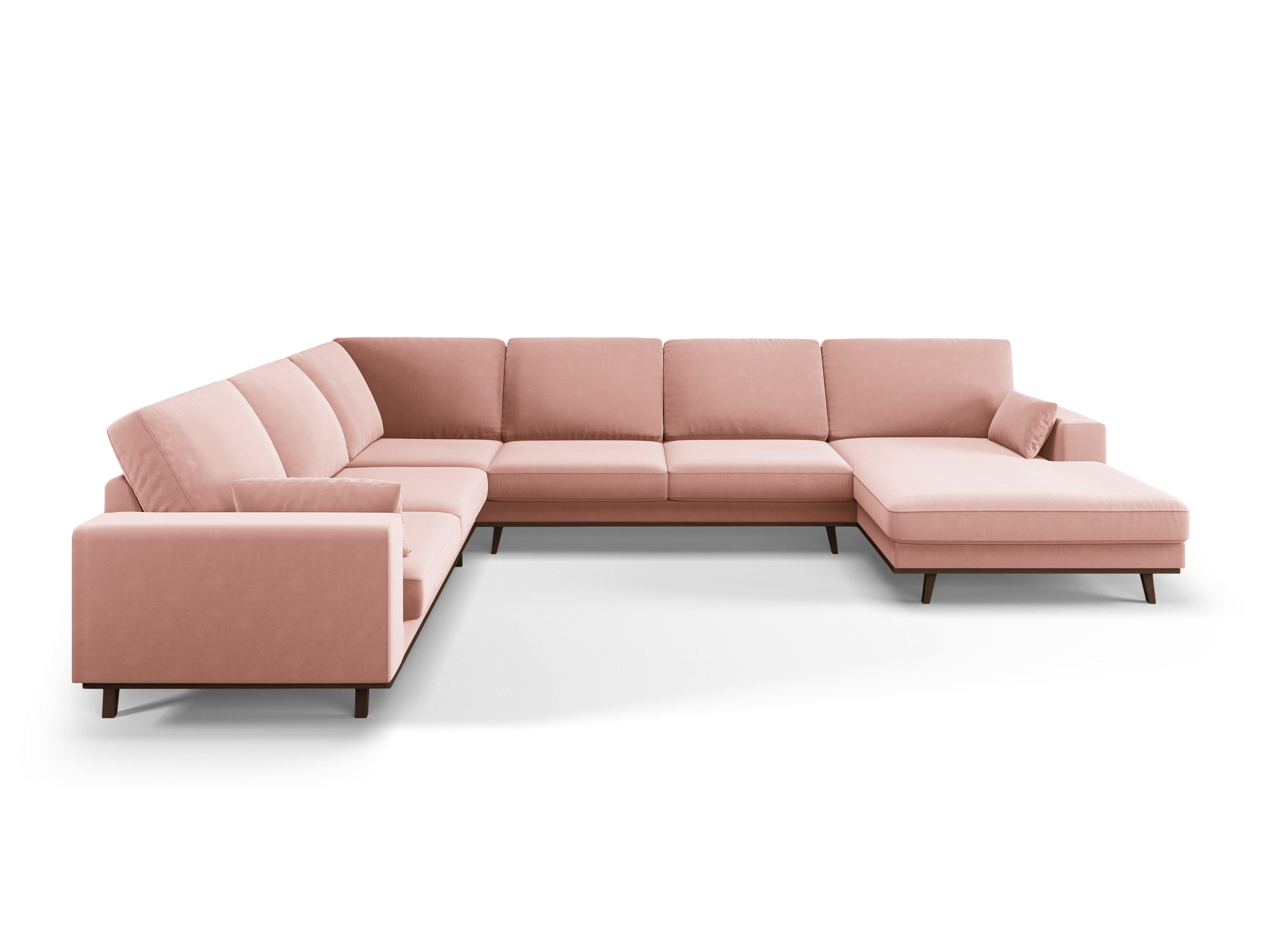 Narożnik lewostronny aksamitny panoramiczny HEBE różowy Mazzini Sofas Eye on Design
