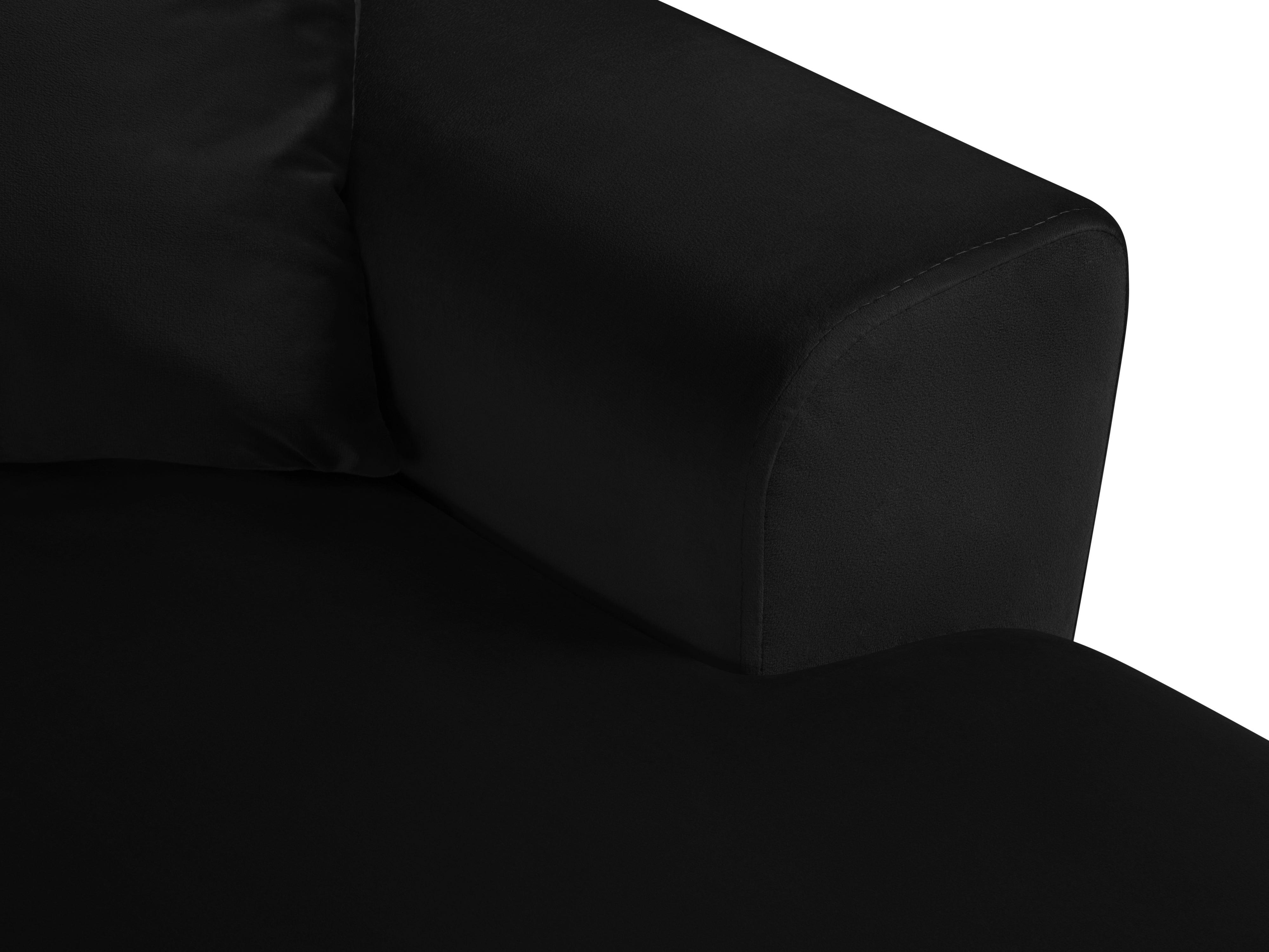 Narożnik lewostronny aksamitny panoramiczny z funkcją spania KYOTO czarny ze złotą podstawą Cosmopolitan Design Eye on Design