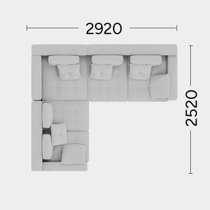 Narożnik lewostronny FLABBY Rosanero 292x252 cm Grupa 0 Eye on Design