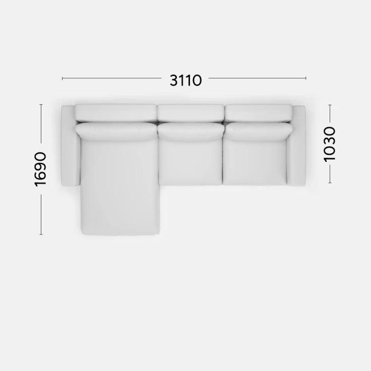 Narożnik lewostronny LENA Rosanero 311x103x169 cm Grupa 0 Eye on Design