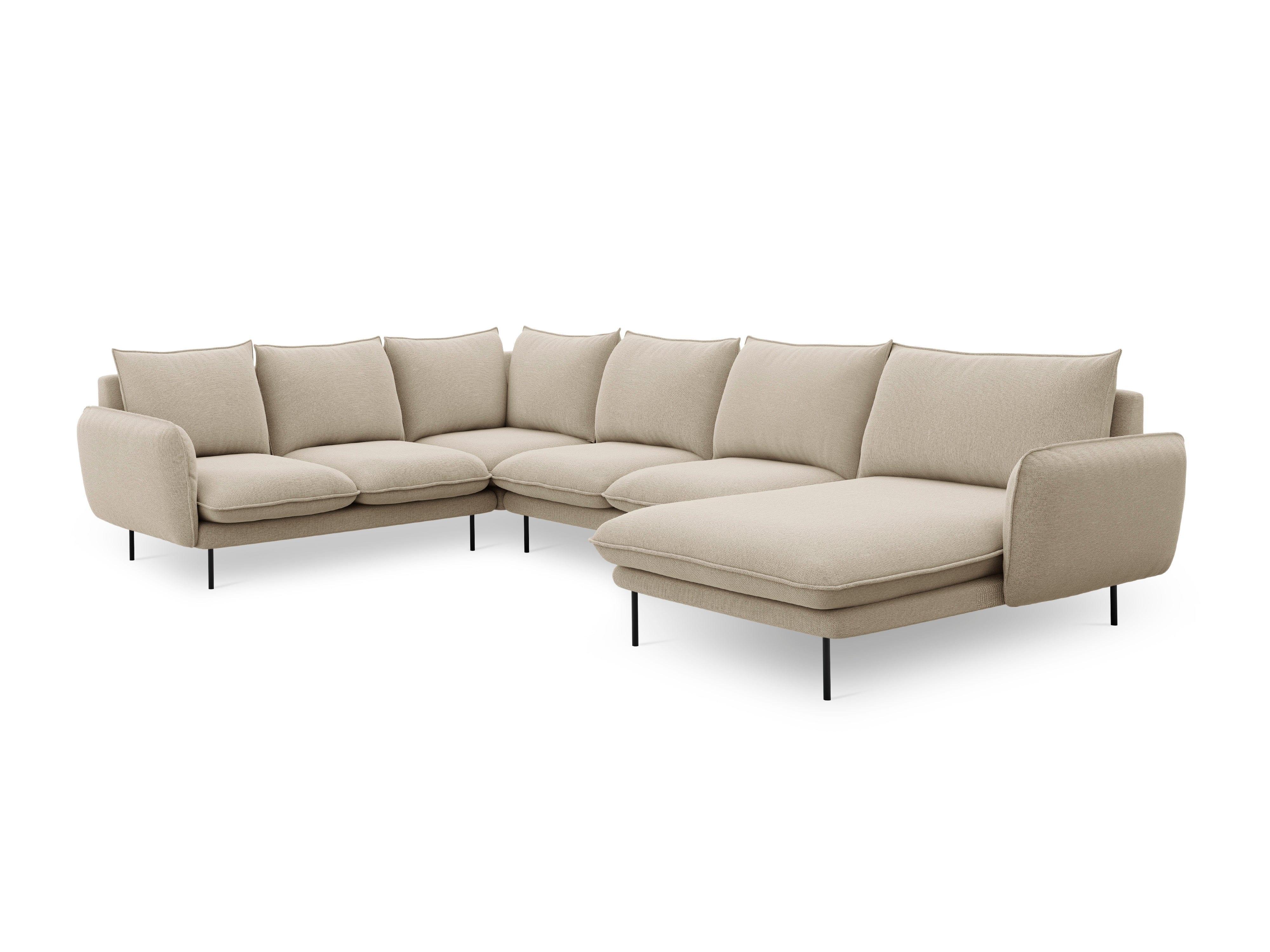 Narożnik lewostronny panoramiczny VIENNA beżowy z czarną podstawą Cosmopolitan Design Eye on Design