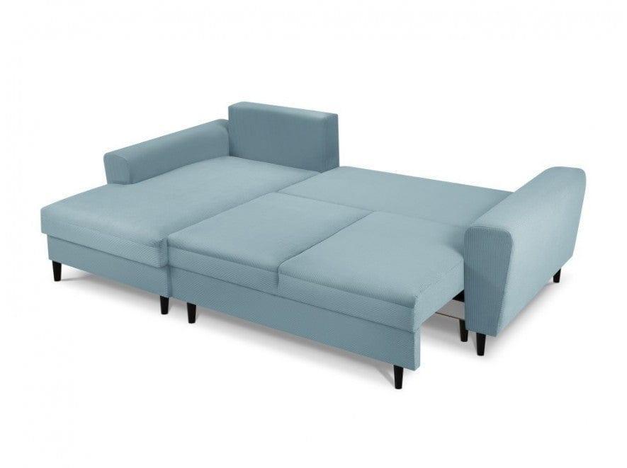 Narożnik lewostronny sztruksowy z funkcją spania KYOTO jasnoniebieski Cosmopolitan Design Eye on Design