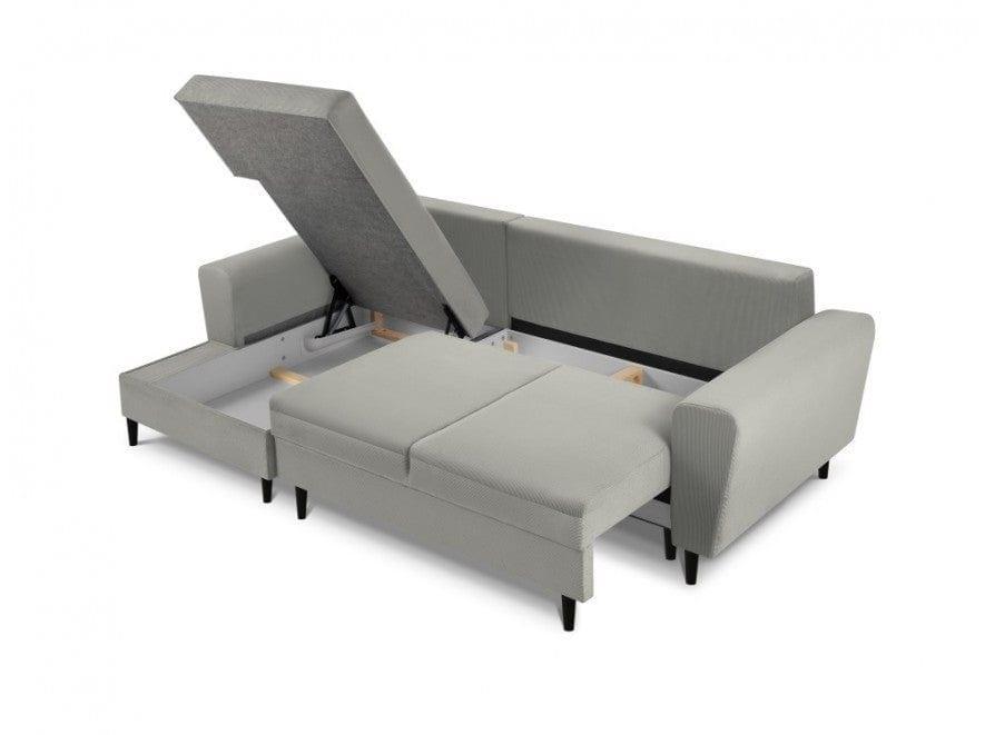 Narożnik lewostronny sztruksowy z funkcją spania KYOTO jasnoszary Cosmopolitan Design Eye on Design