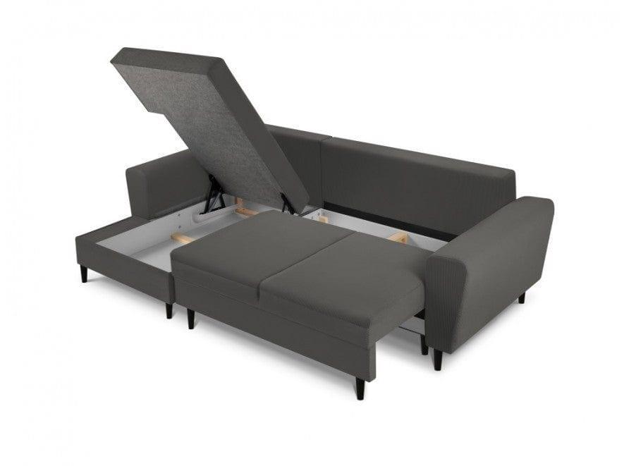 Narożnik lewostronny sztruksowy z funkcją spania KYOTO szary Cosmopolitan Design Eye on Design