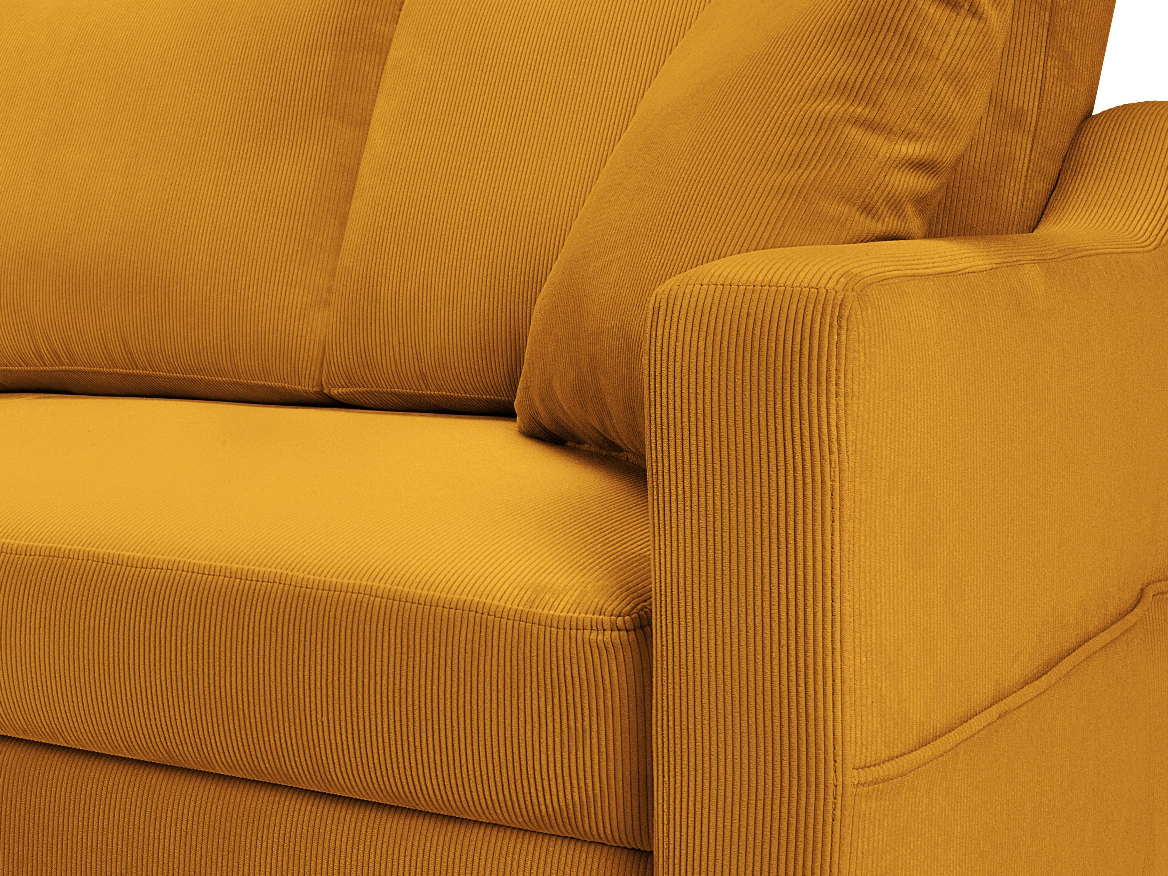 Narożnik lewostronny sztruksowy z funkcją spania ROSE żółty Mazzini Sofas Eye on Design