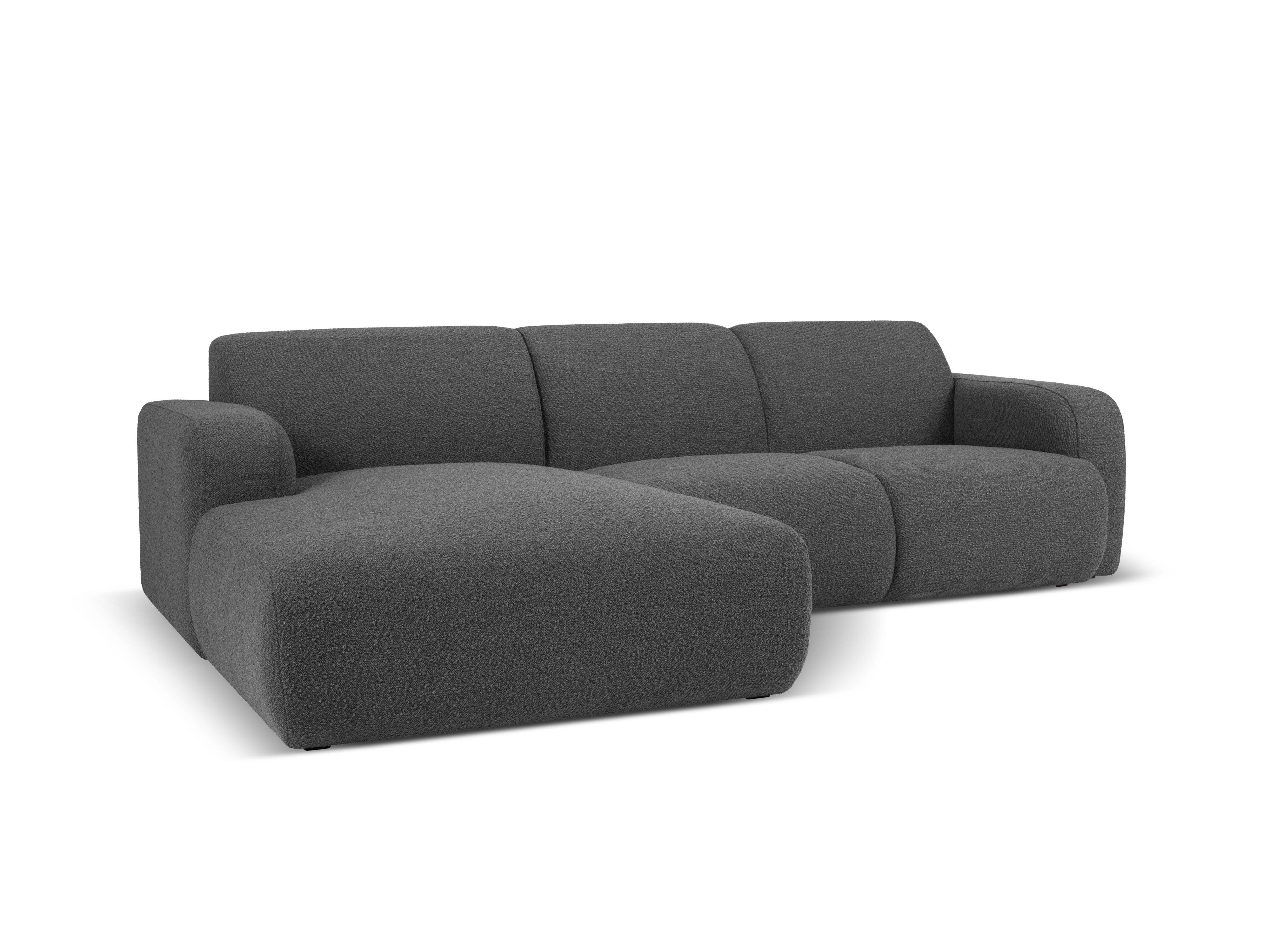 Narożnik lewostronny w tkaninie boucle 4-osobowy LOLA ciemnoszary – Windsor & Co