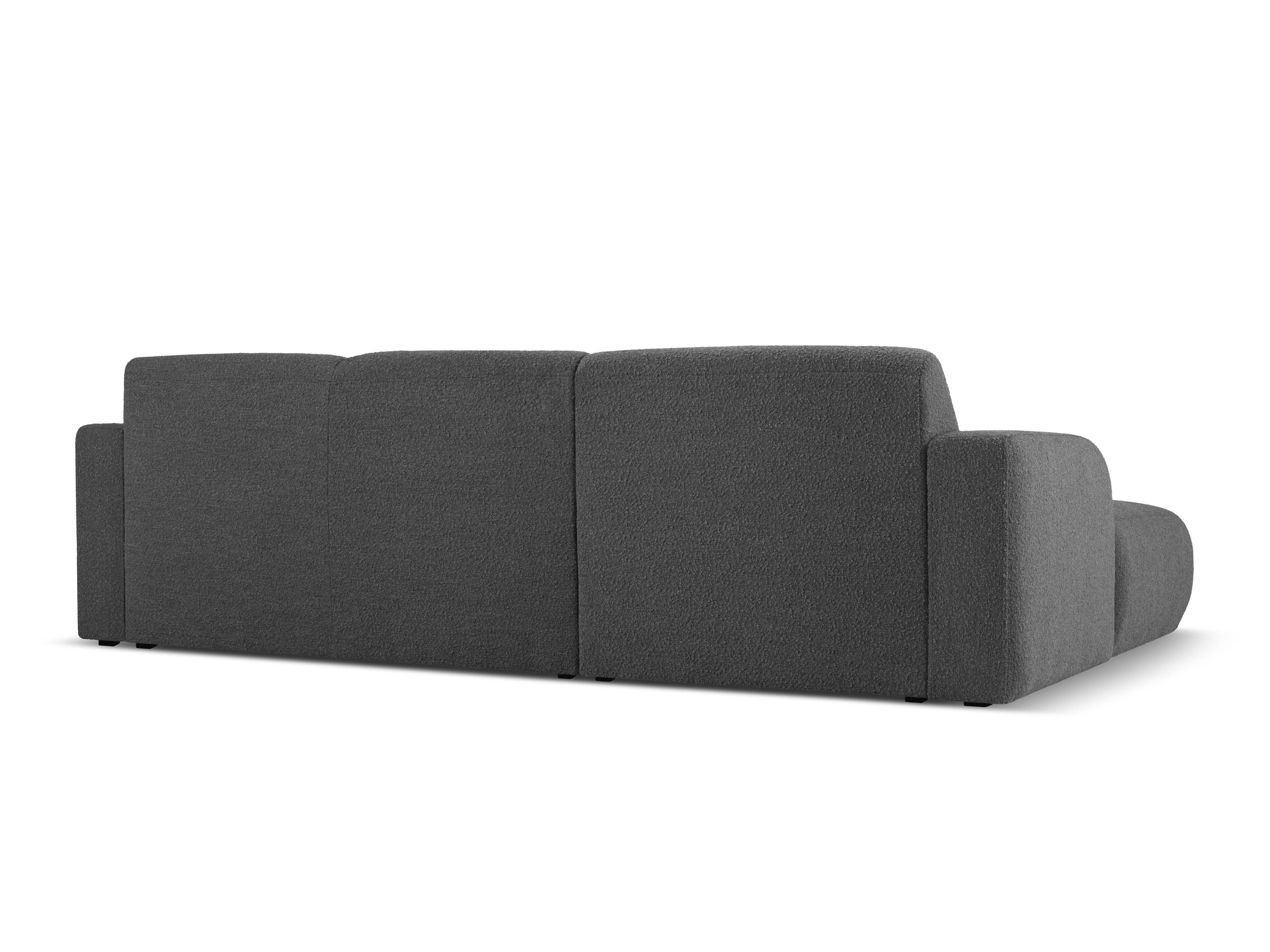 Narożnik lewostronny w tkaninie boucle 4-osobowy LOLA ciemnoszary – tkanina bouclé