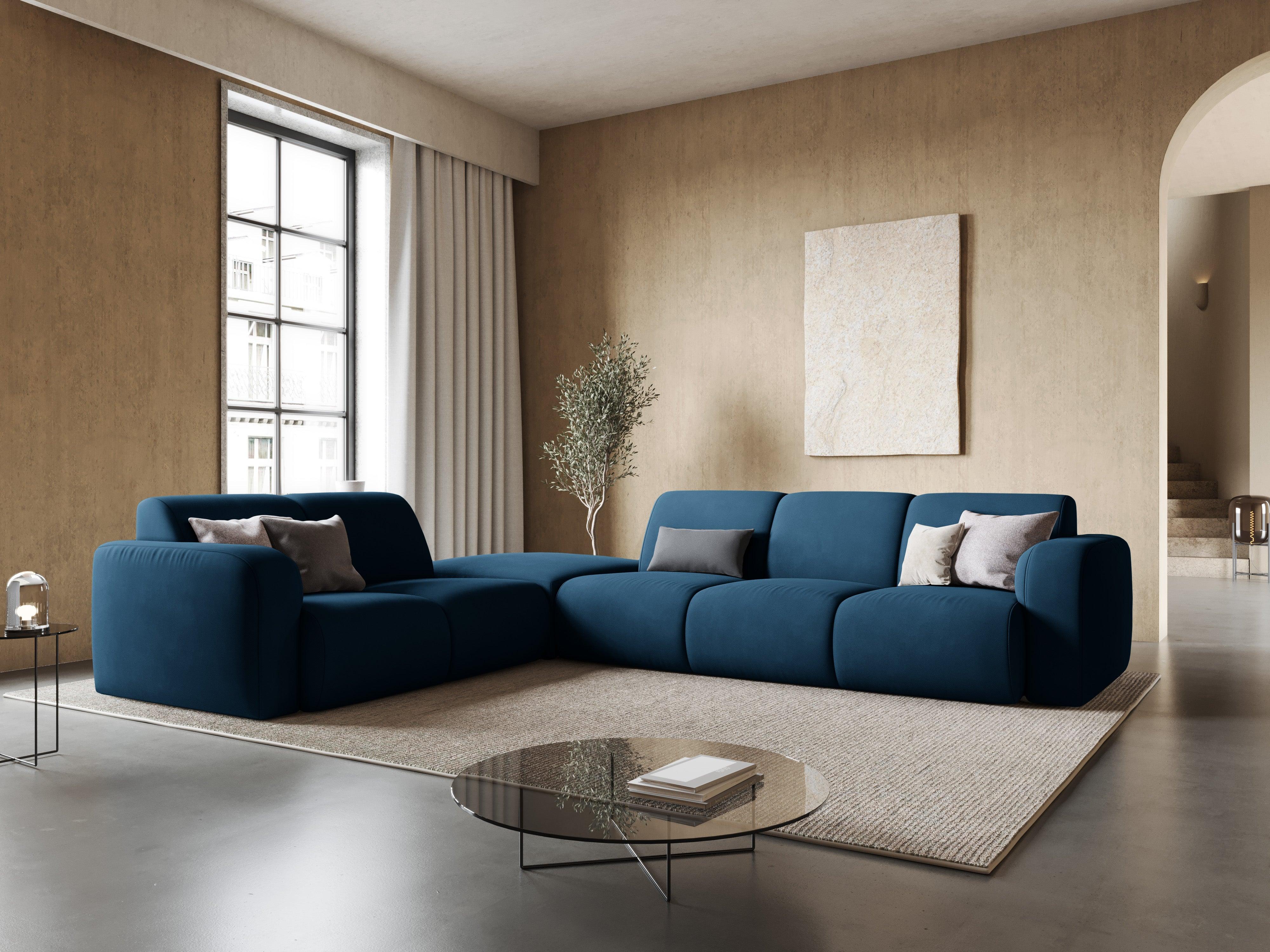 Narożnik lewostronny w tkaninie chenillowej 6-osobowy LOLA królewski niebieski Windsor & Co Eye on Design