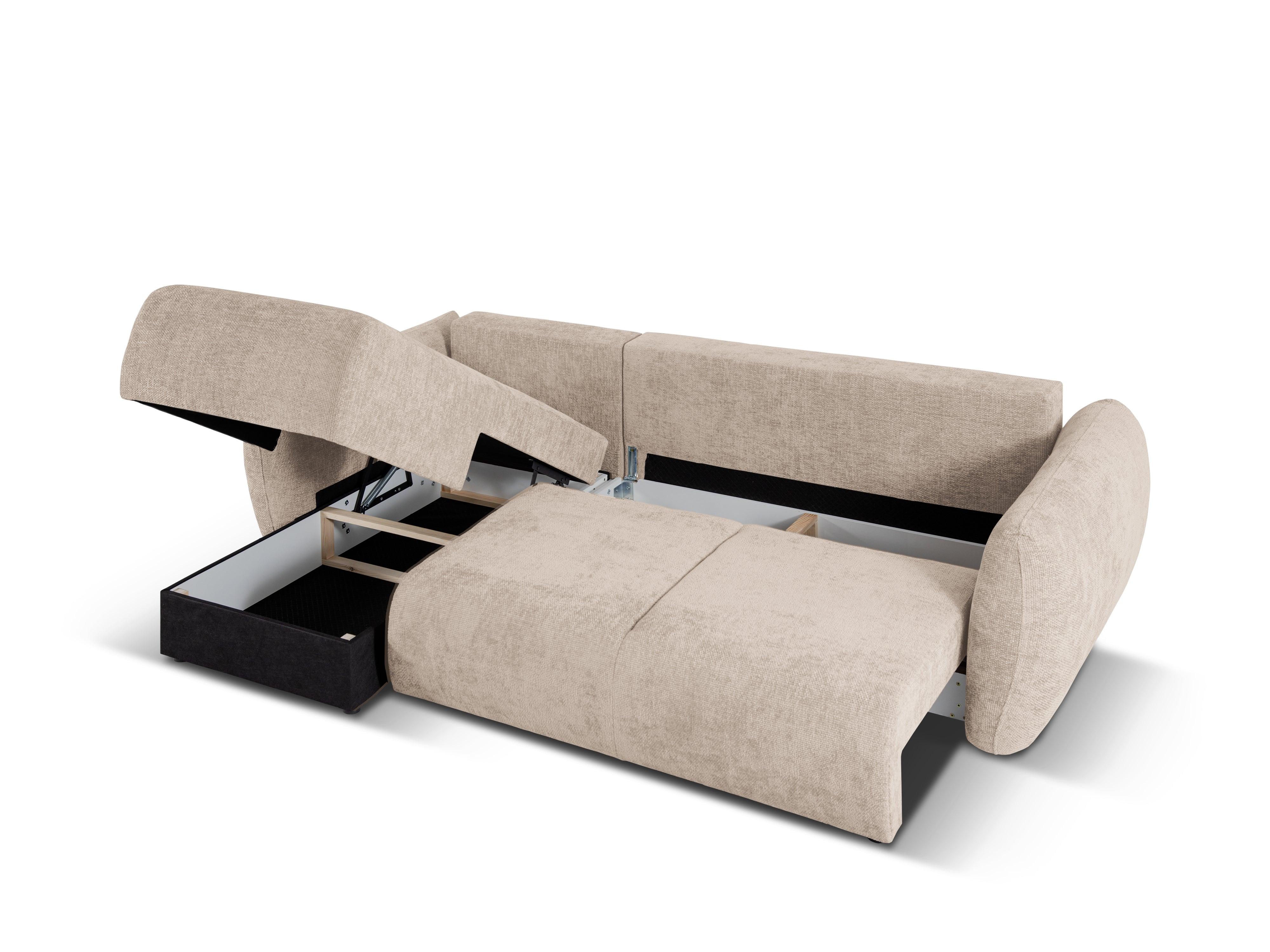 Narożnik lewostronny z funkcją spania MATERA beżowy szenil Cosmopolitan Design Eye on Design