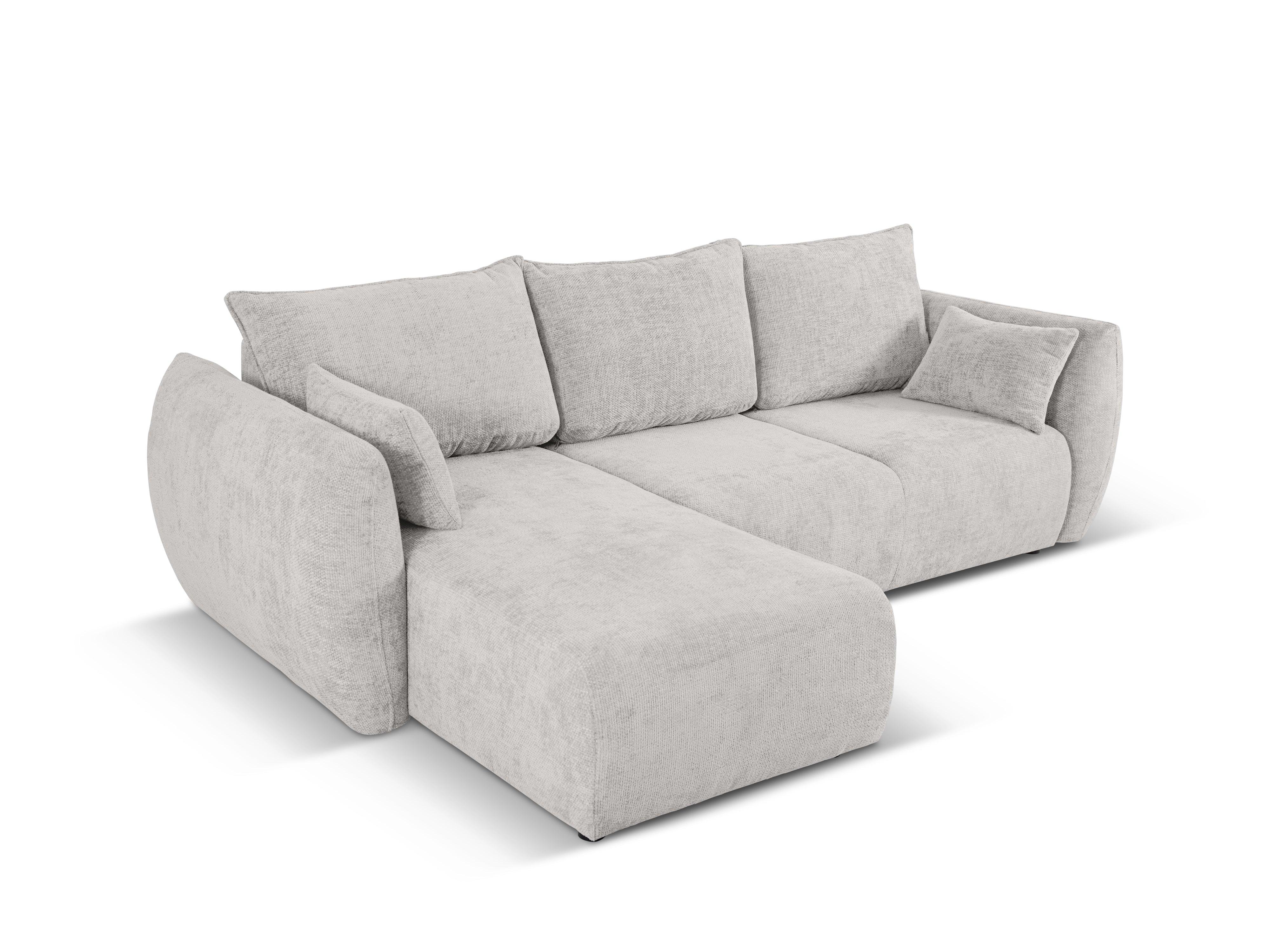 Narożnik lewostronny z funkcją spania MATERA jasnoszary szenil Cosmopolitan Design Eye on Design