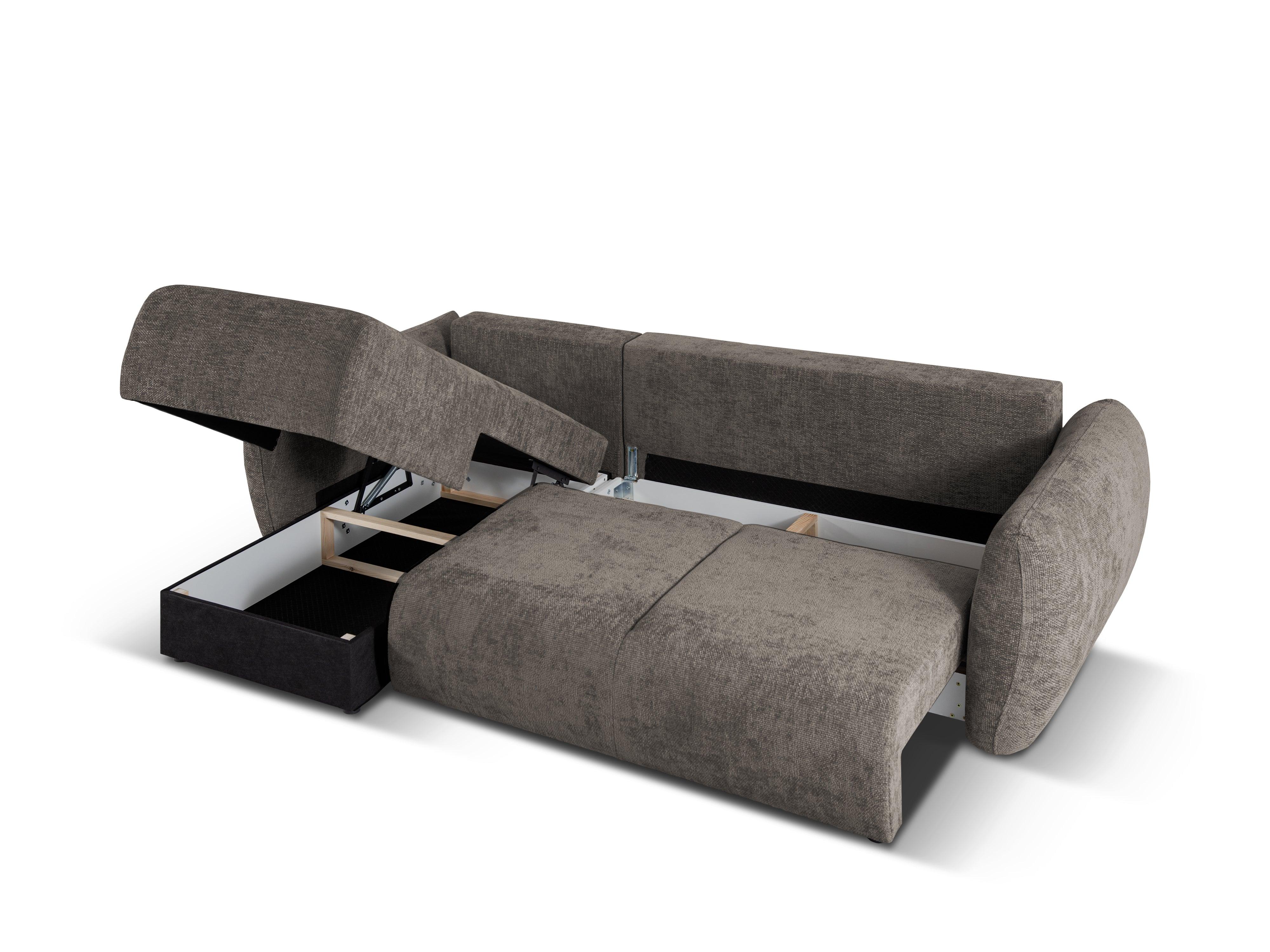 Narożnik lewostronny z funkcją spania MATERA szary szenil Cosmopolitan Design Eye on Design