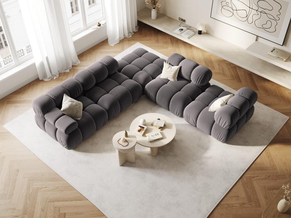 Narożnik modułowy aksamitny 3-osobowy TROPEA ciemnoszary Milo Casa Eye on Design