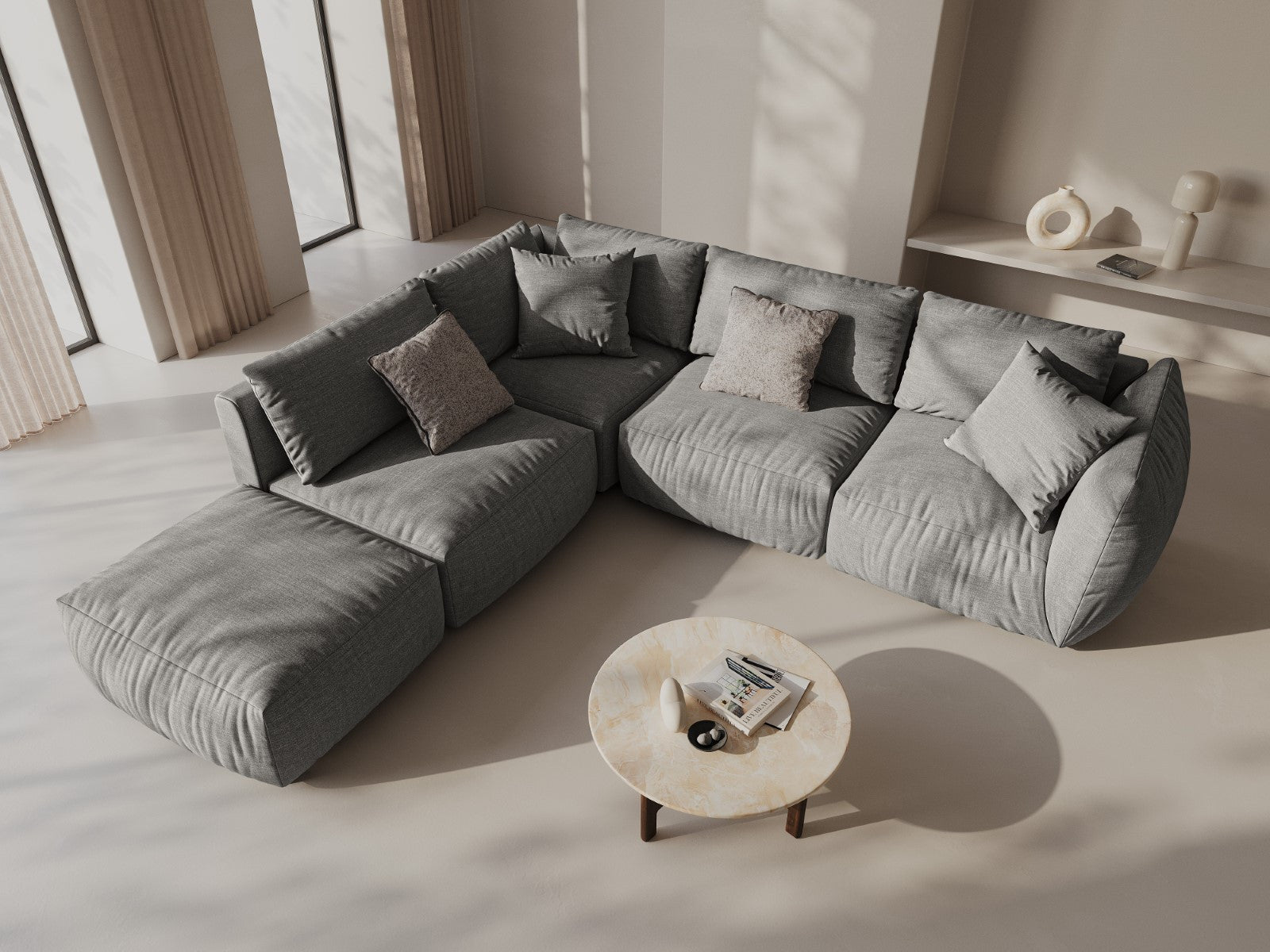 Modulares Sofa CHRIS - breites rechte Element graues Chenille