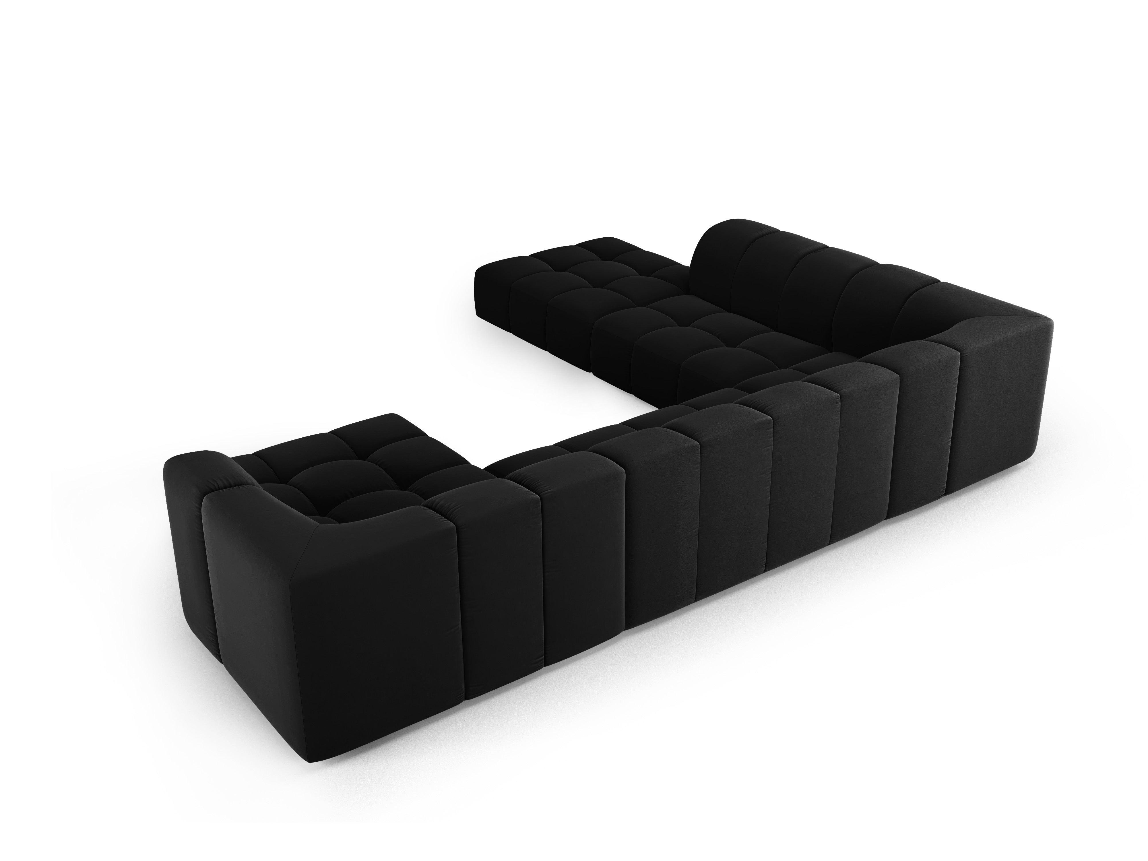 Narożnik panoramiczny aksamitny lewostronny FRANCESCA czarny Milo Casa Eye on Design