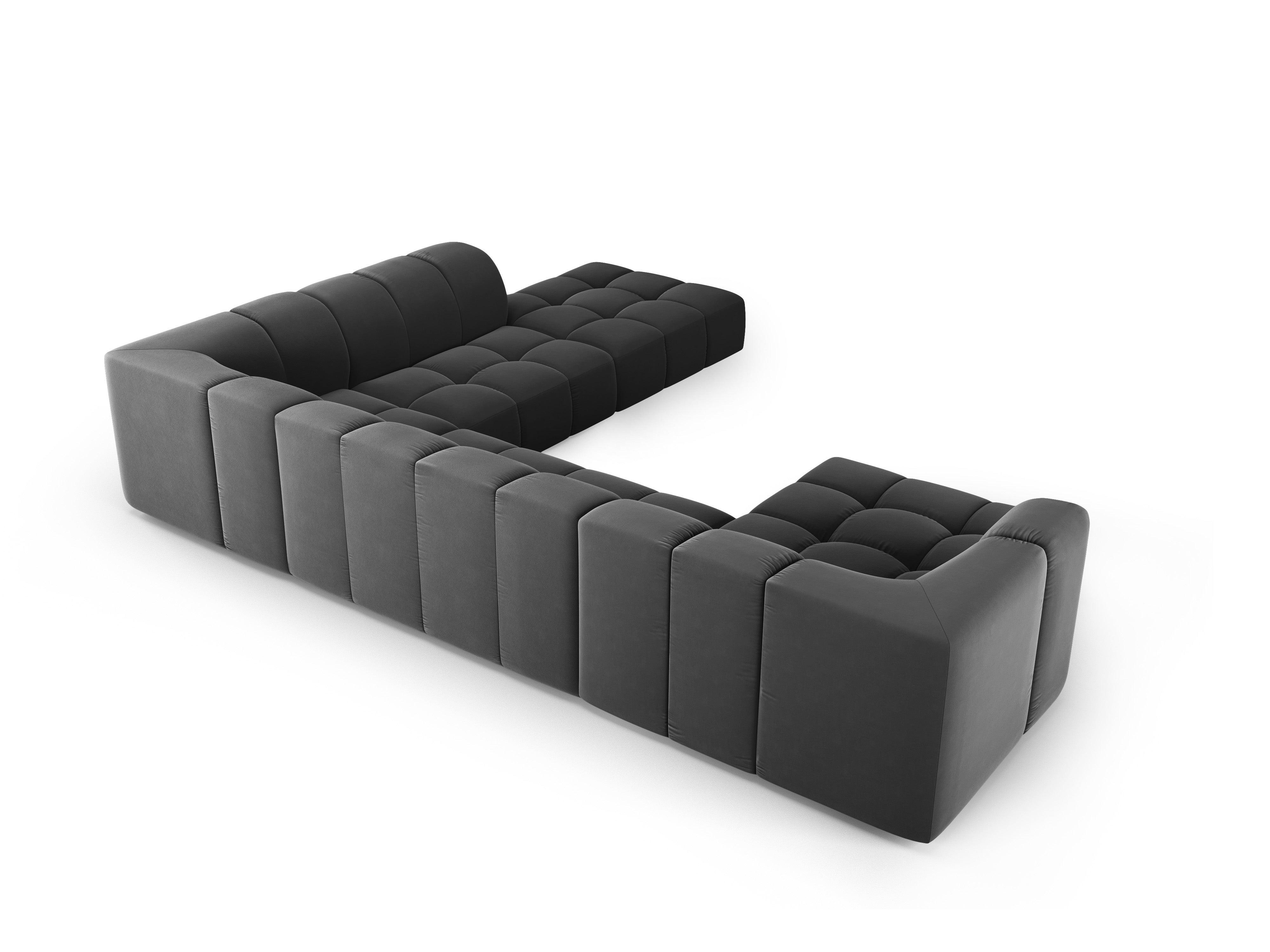 Narożnik panoramiczny aksamitny prawostronny FRANCESCA szary Milo Casa Eye on Design