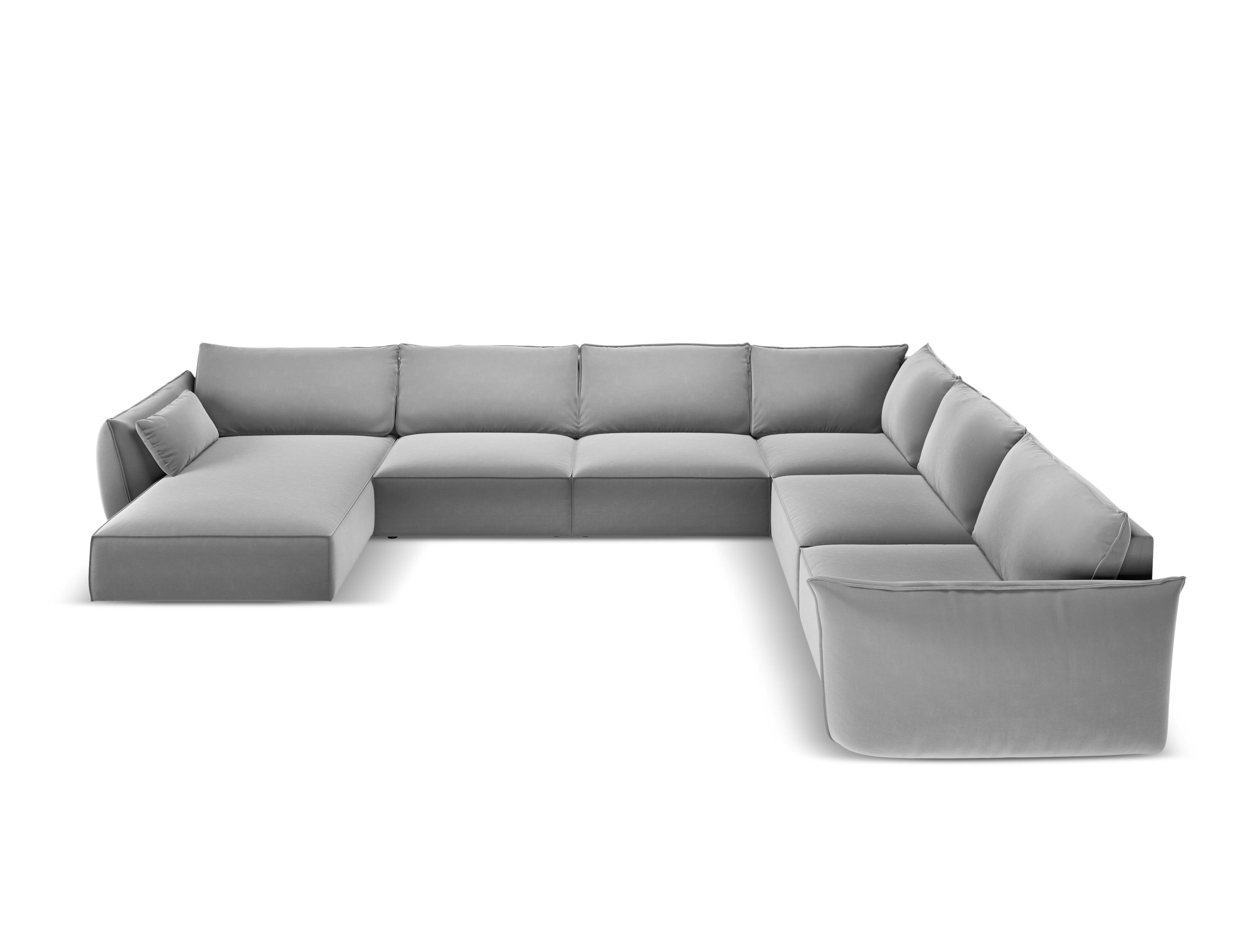 Narożnik panoramiczny aksamitny prawostronny VANDA szary Mazzini Sofas Eye on Design