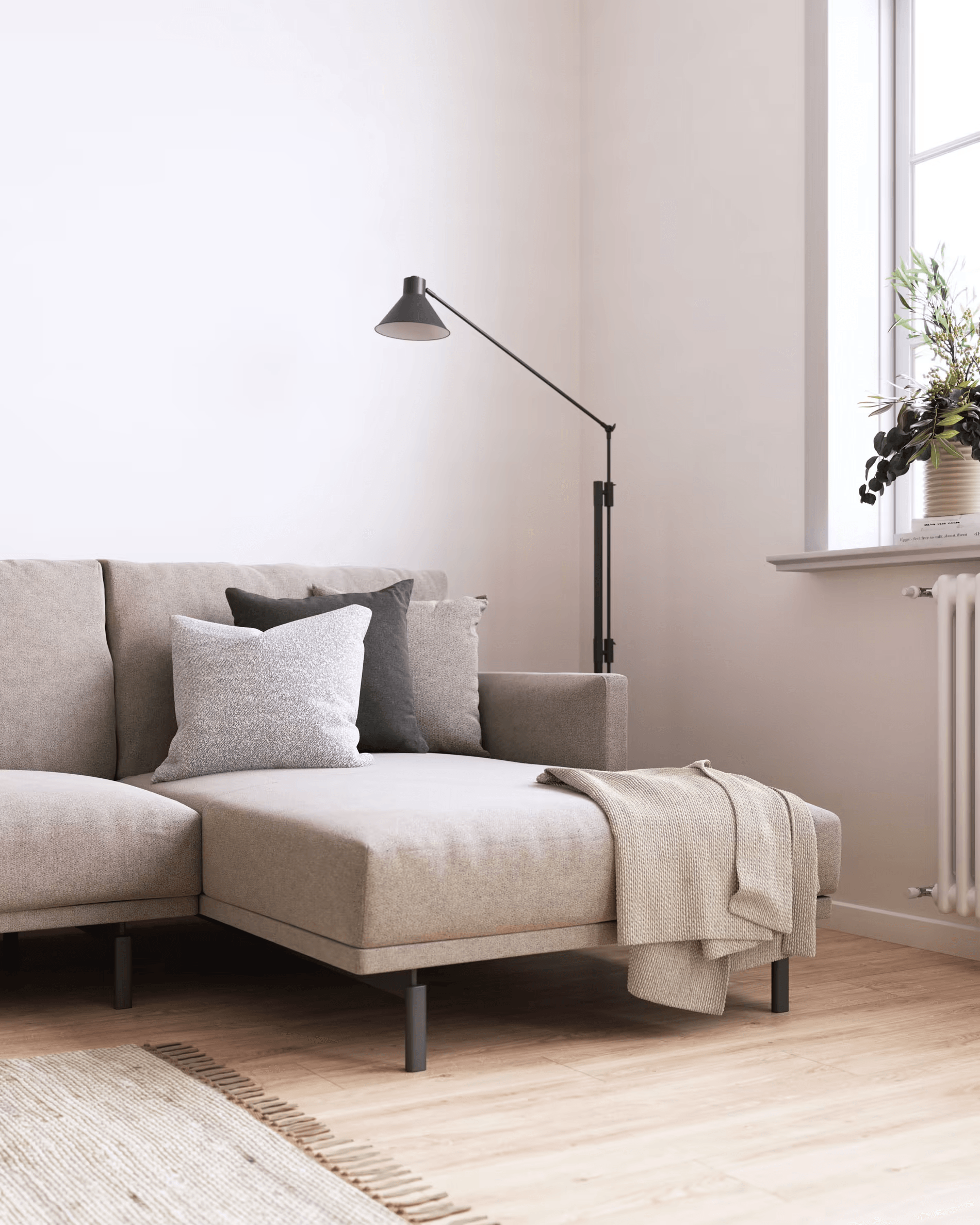 Narożnik prawostronny 4-osobowy GALENE beżowy La Forma Eye on Design
