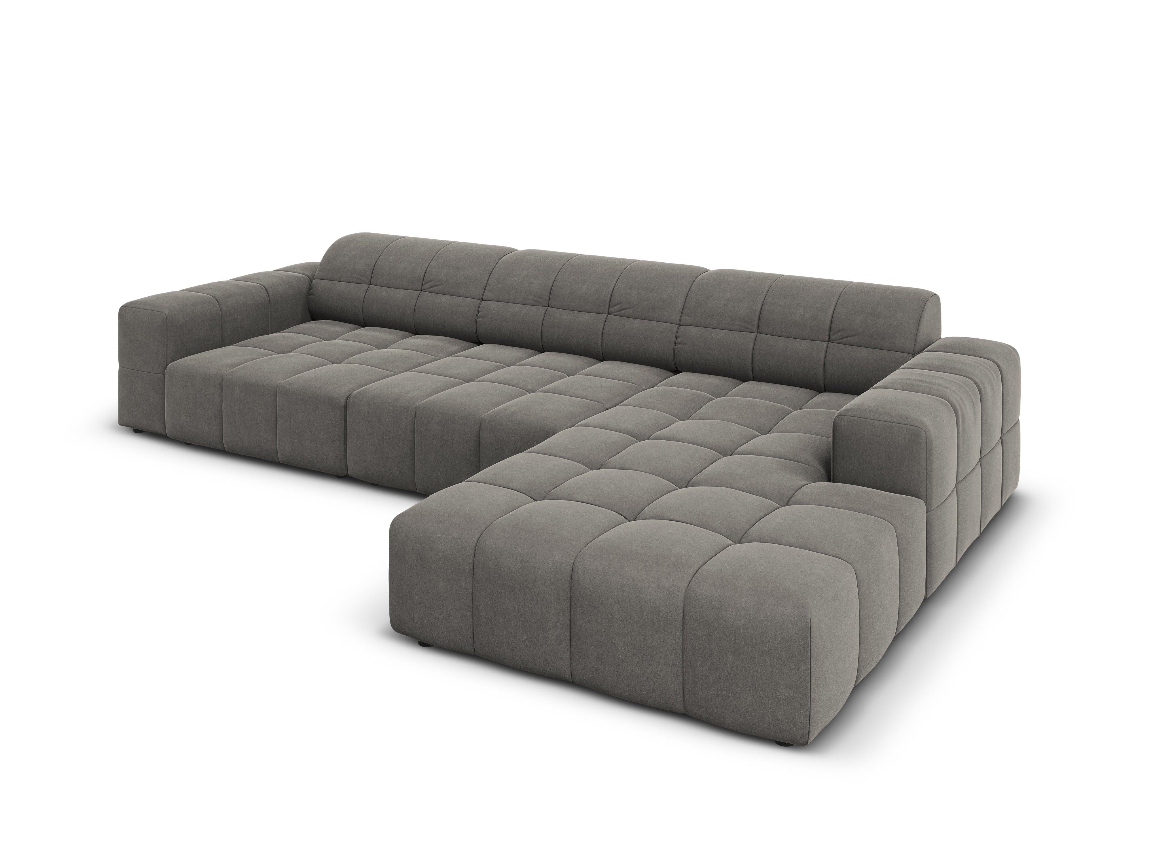 Narożnik prawostronny aksamitny 4-osobowy CHICAGO szary Cosmopolitan Design Eye on Design