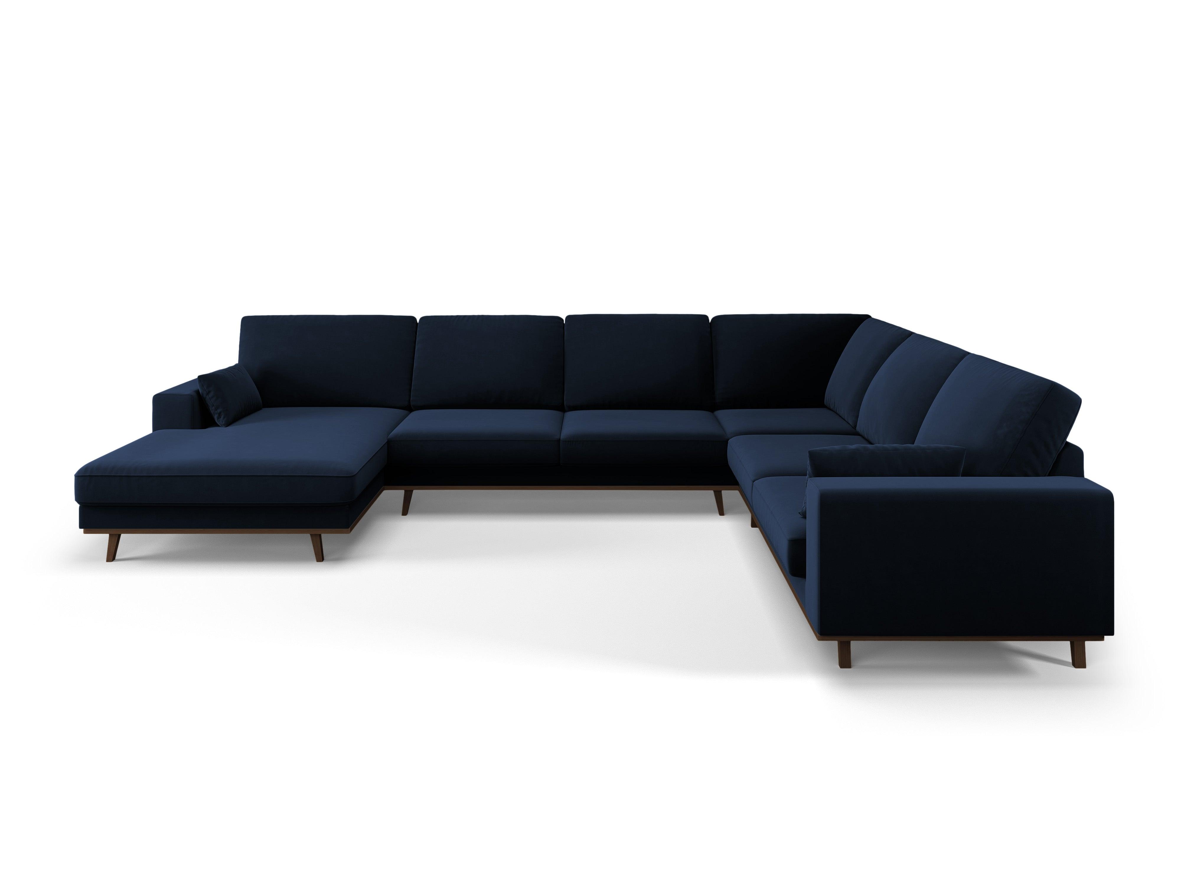 Narożnik prawostronny aksamitny panoramiczny HEBE granat królewski Mazzini Sofas Eye on Design