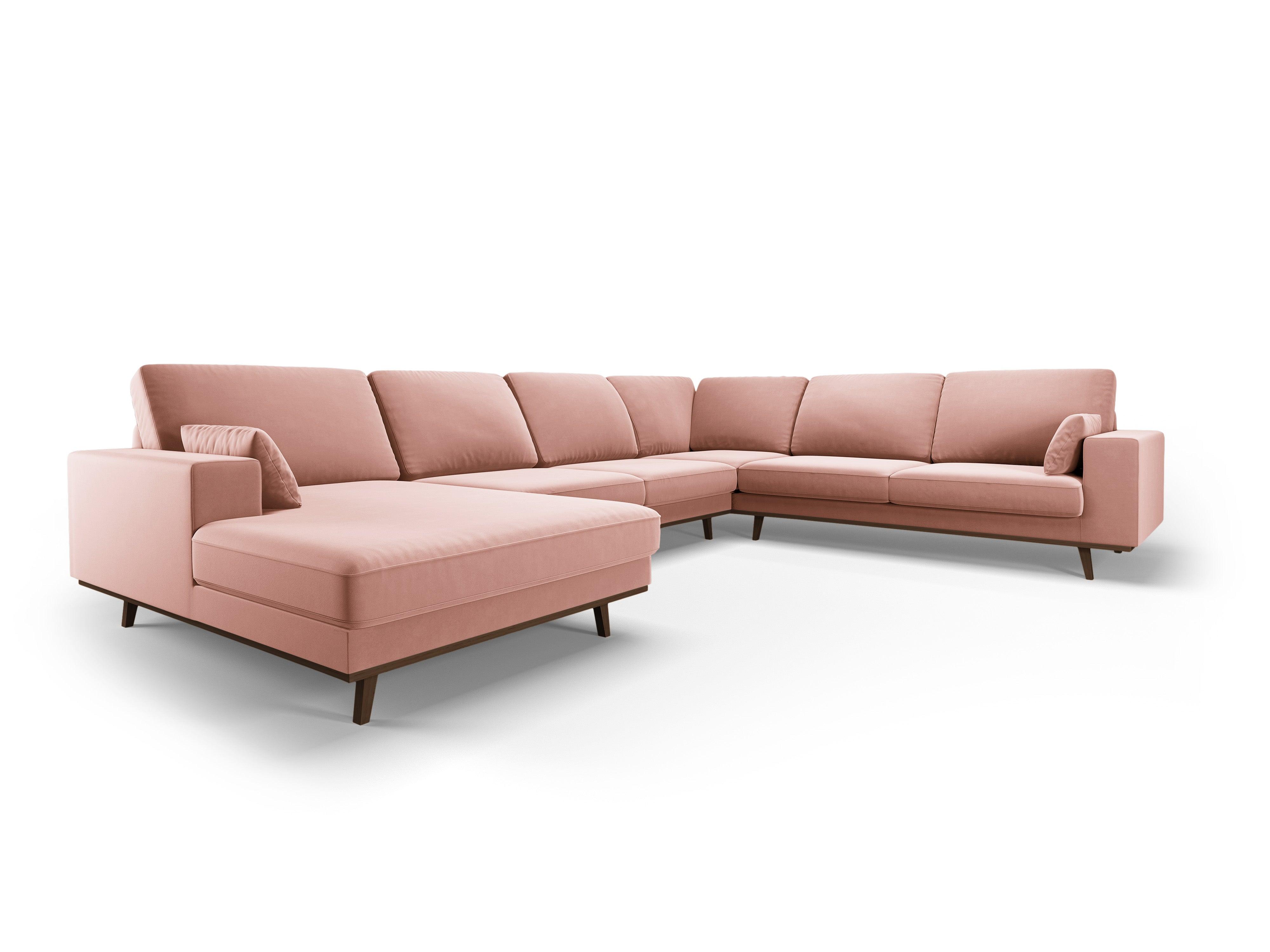 Narożnik prawostronny aksamitny panoramiczny HEBE różowy Mazzini Sofas Eye on Design
