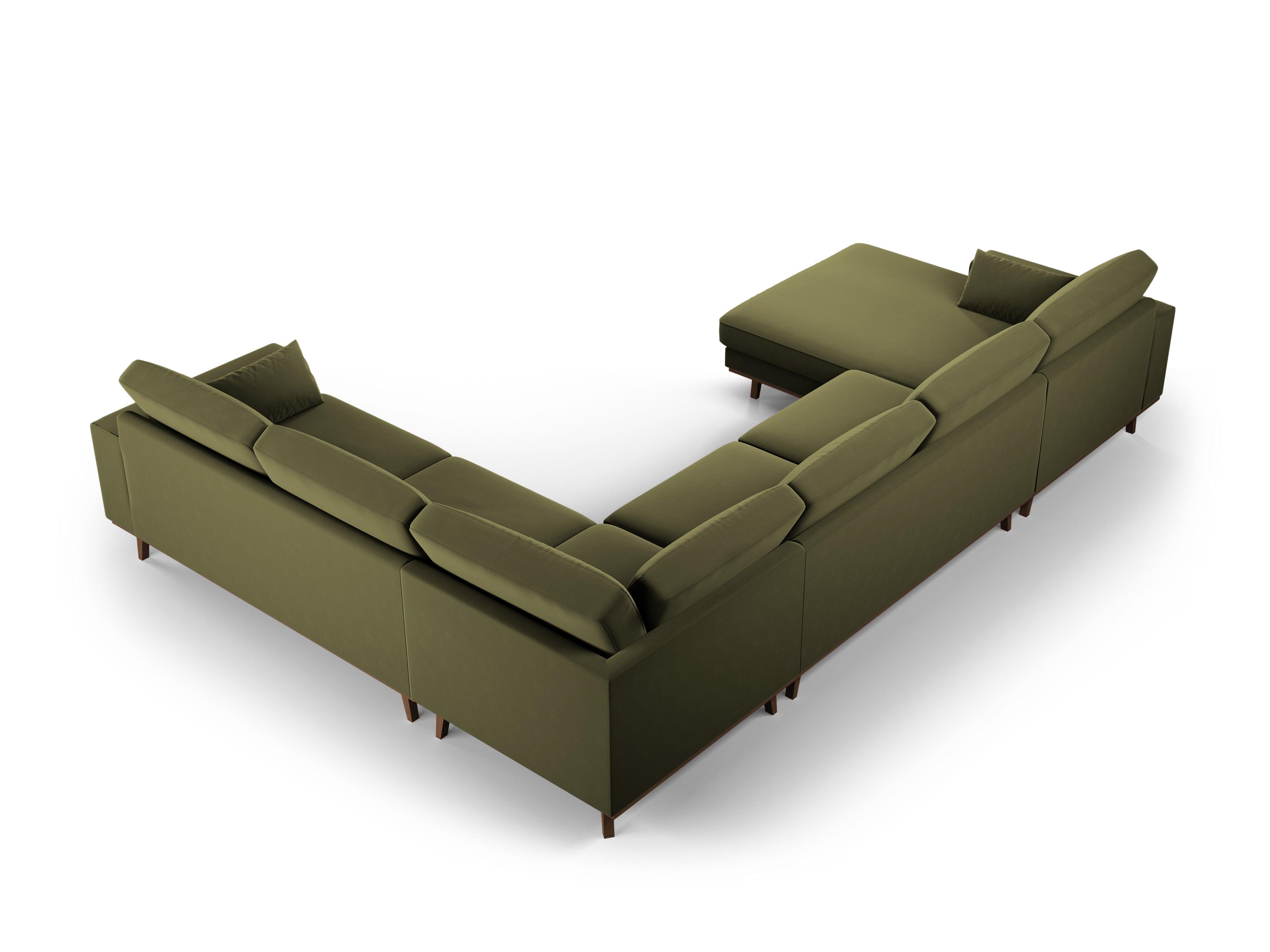 Narożnik prawostronny aksamitny panoramiczny HEBE zielony Mazzini Sofas Eye on Design