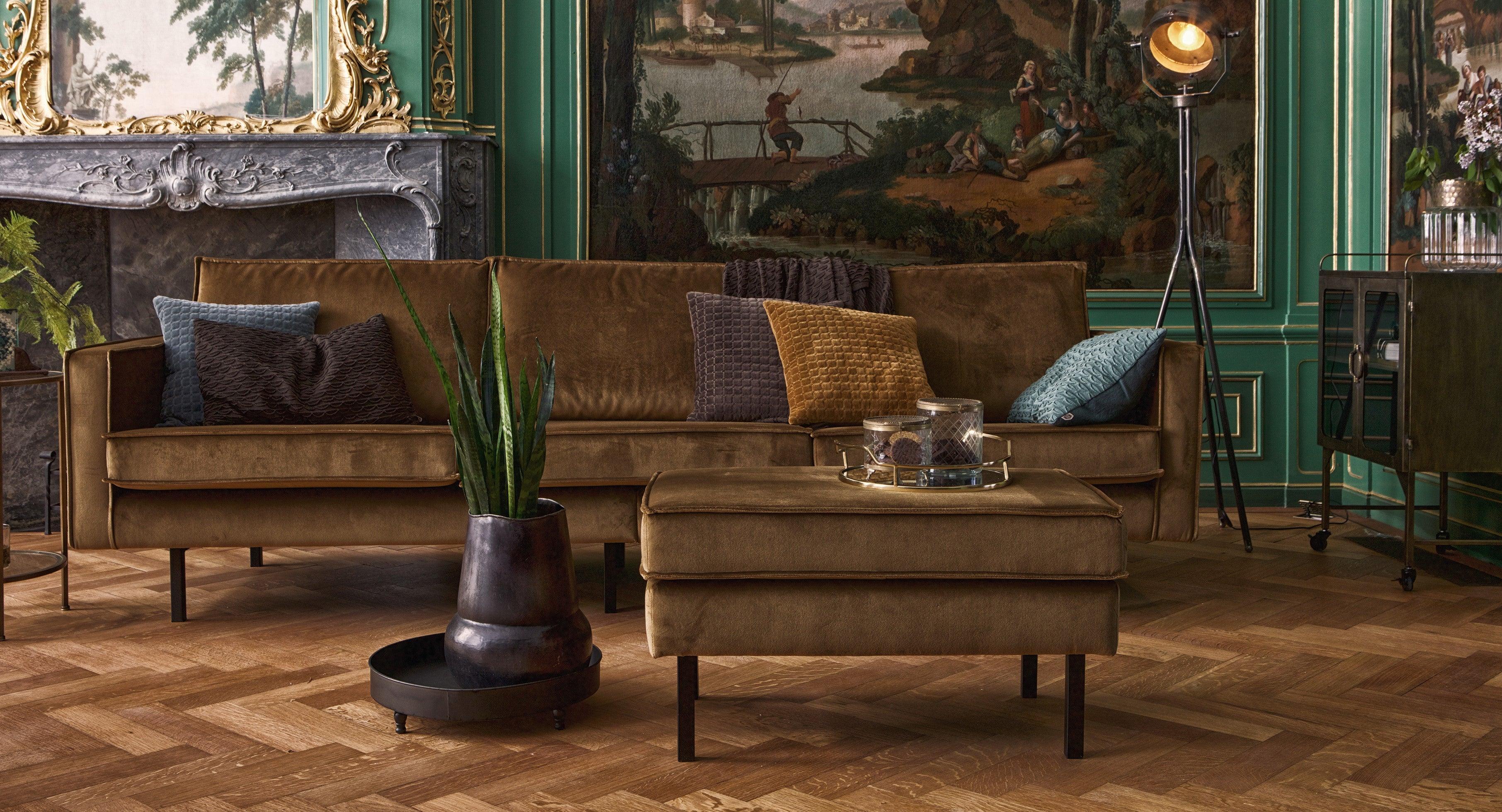 Narożnik prawostronny aksamitny RODEO pistacjowy Be Pure Eye on Design