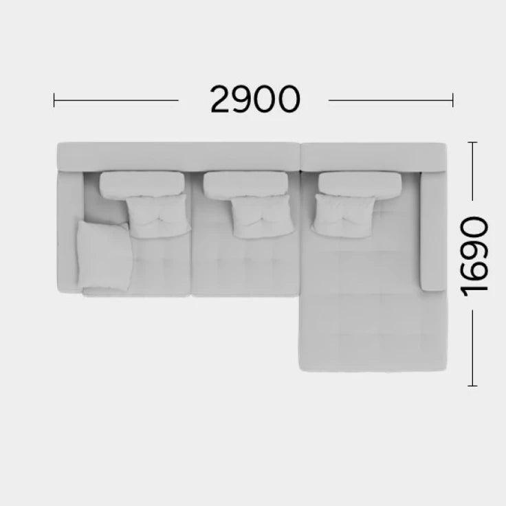 Narożnik prawostronny FLABBY Rosanero 290x169 cm Grupa 0 Eye on Design