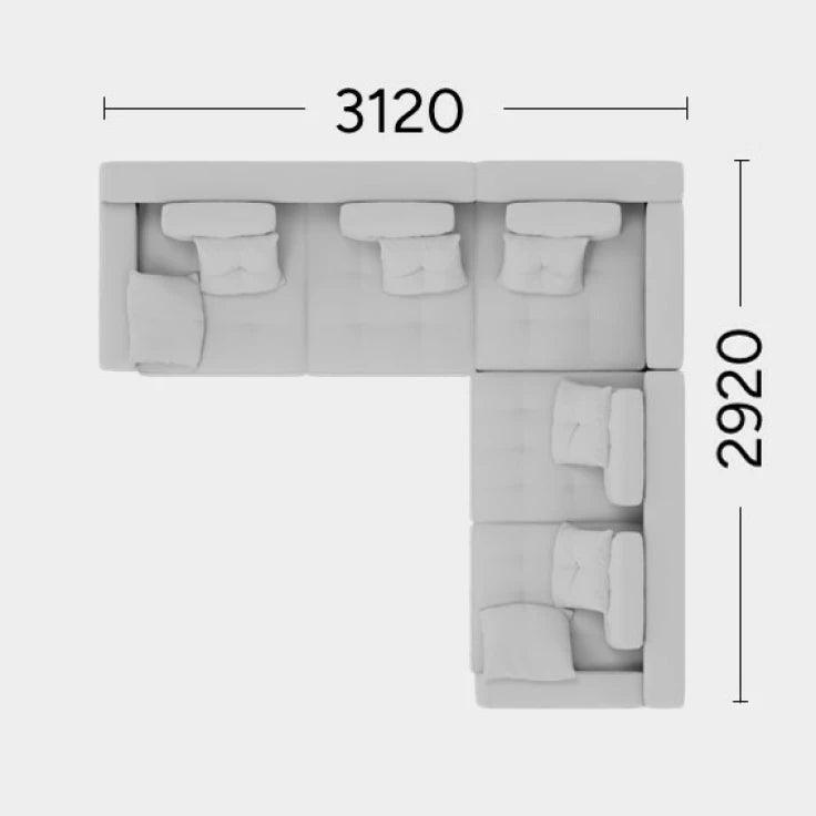 Narożnik prawostronny FLABBY Rosanero 312x292 cm Grupa 0 Eye on Design