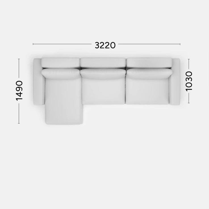 Narożnik prawostronny LENA Rosanero 322x103x149 cm Grupa 0 Eye on Design