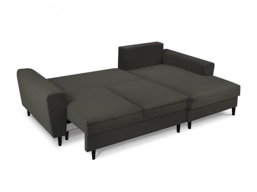 Narożnik prawostronny sztruksowy z funkcją spania KYOTO czarny Cosmopolitan Design Eye on Design