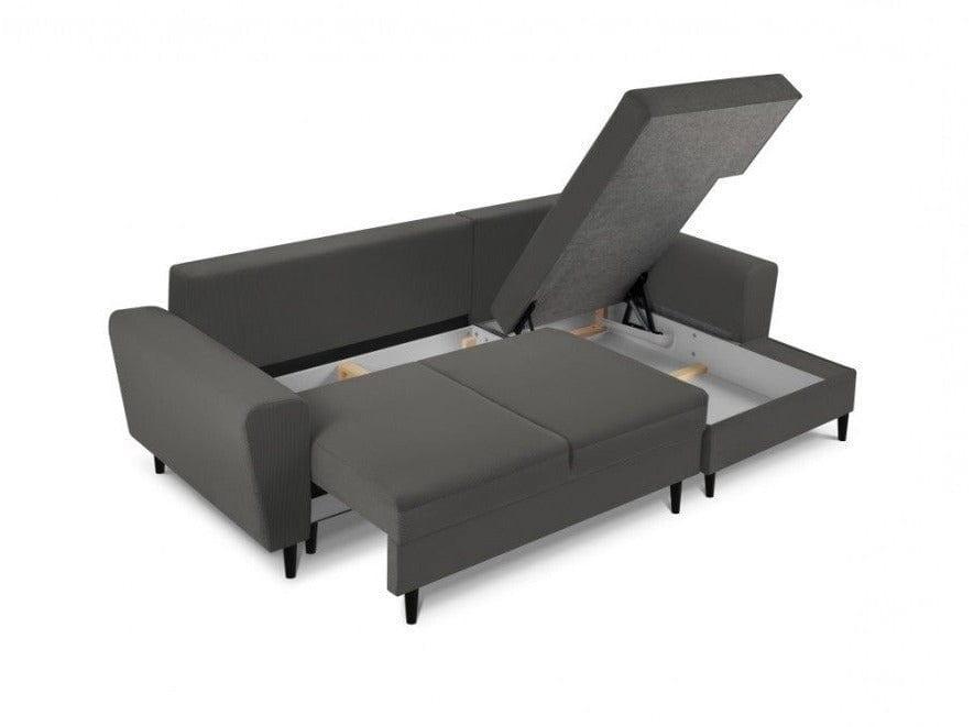 Narożnik prawostronny sztruksowy z funkcją spania KYOTO szary Cosmopolitan Design Eye on Design