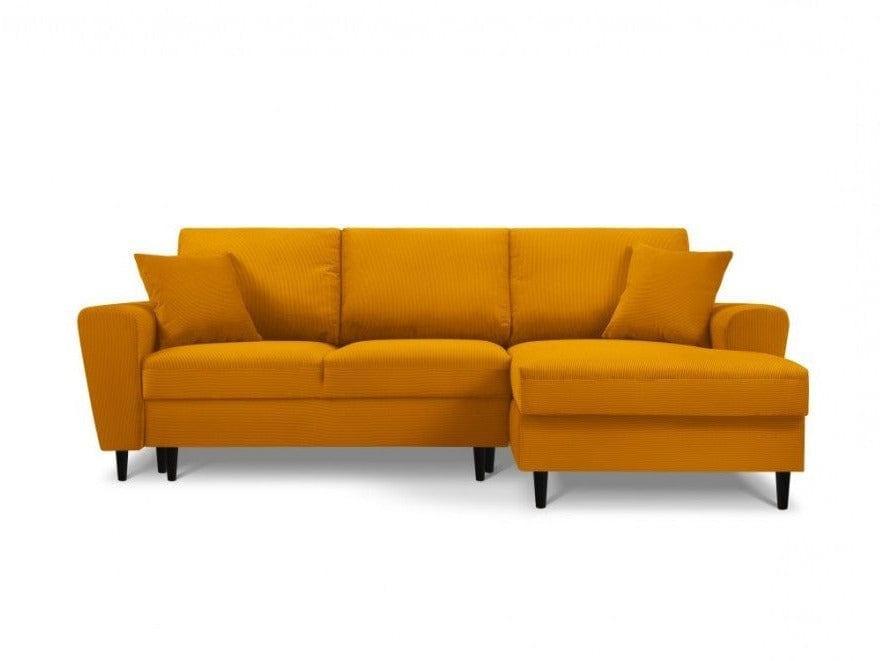 Narożnik prawostronny sztruksowy z funkcją spania KYOTO żółty Cosmopolitan Design Eye on Design