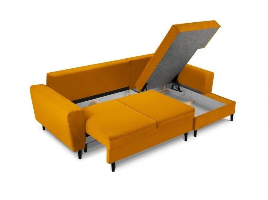 Narożnik prawostronny sztruksowy z funkcją spania KYOTO żółty Cosmopolitan Design Eye on Design