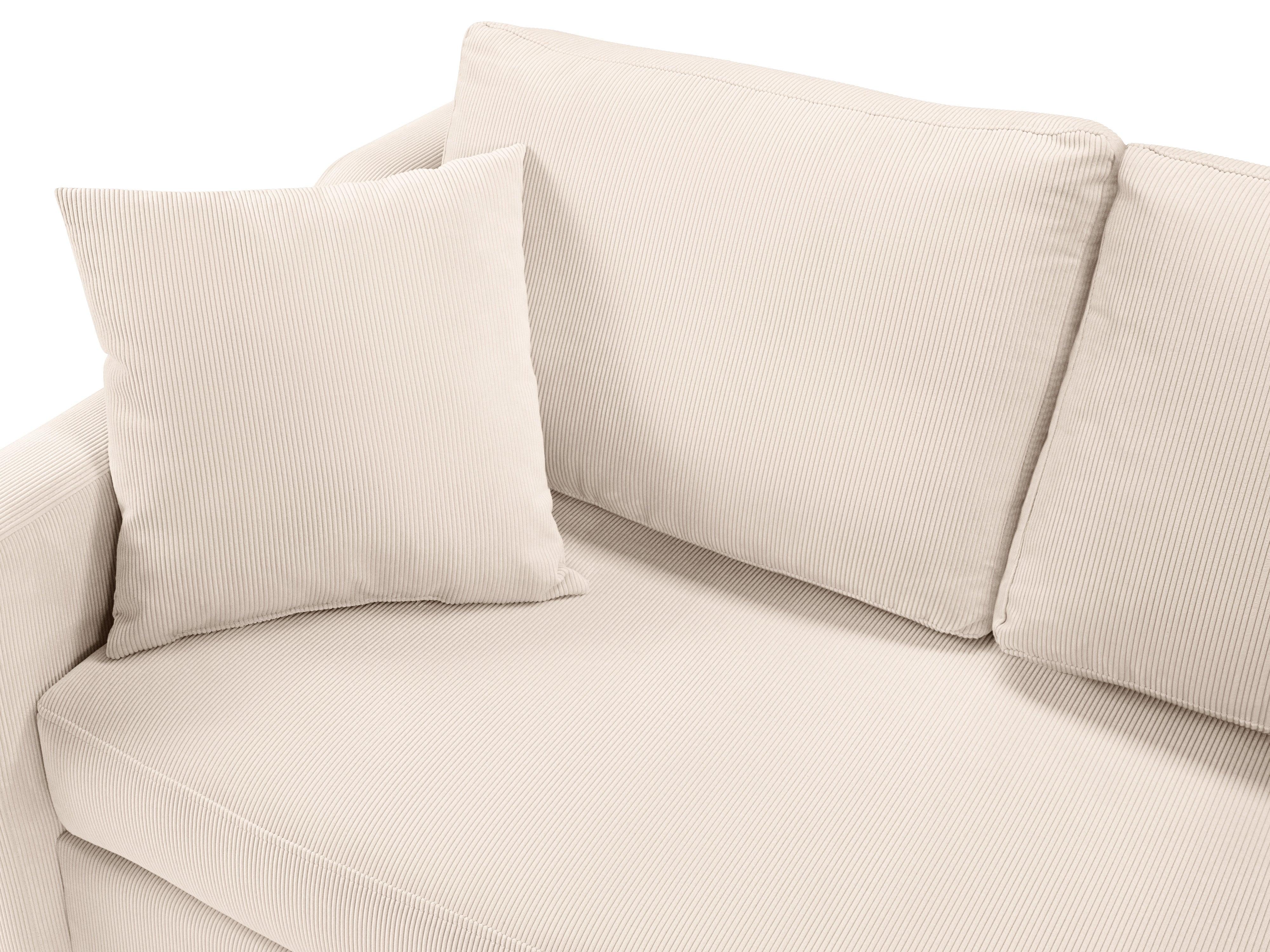 Narożnik prawostronny sztruksowy z funkcją spania ROSE beżowy Mazzini Sofas Eye on Design