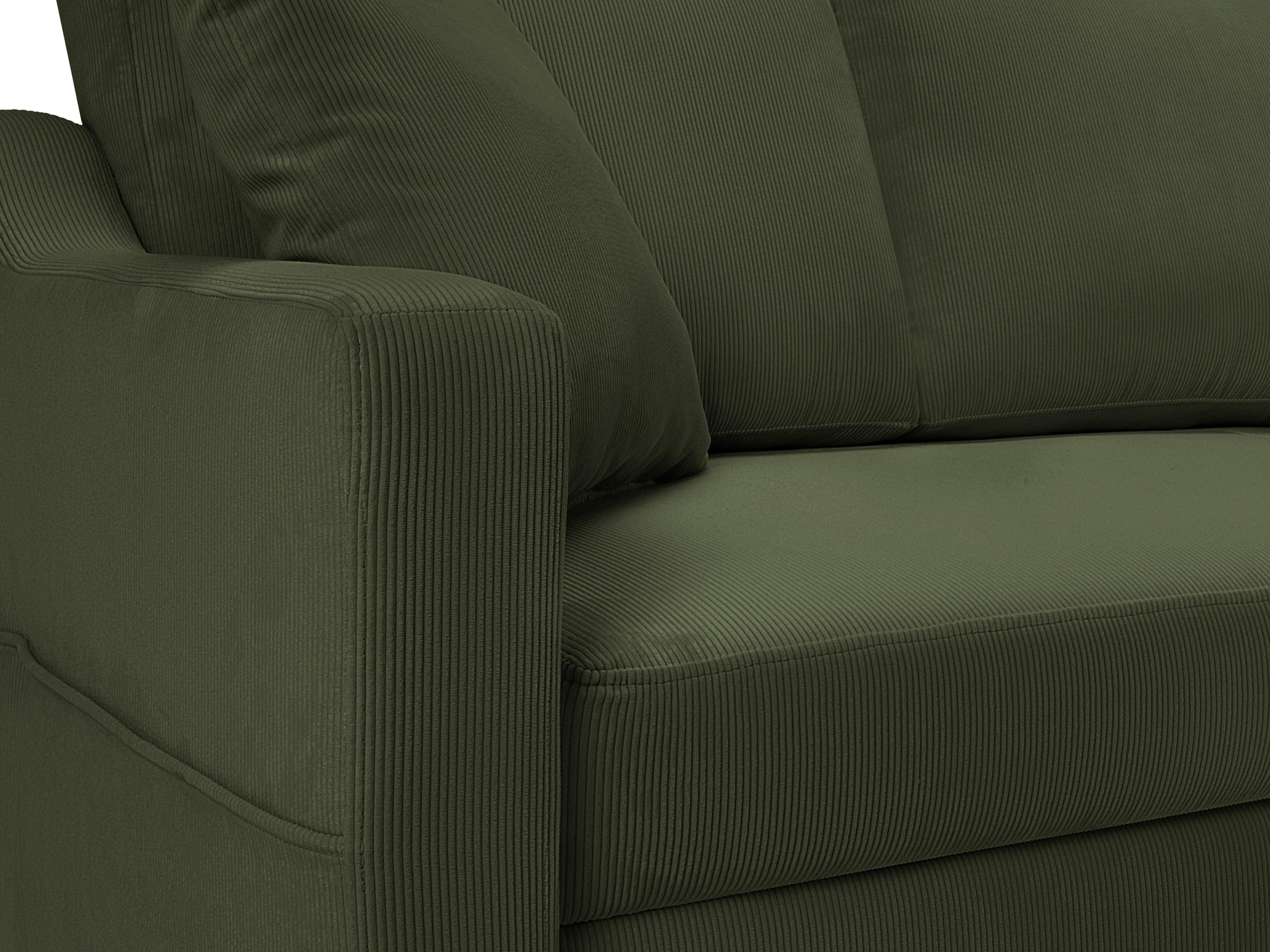 Narożnik prawostronny sztruksowy z funkcją spania ROSE butelkowa zieleń Mazzini Sofas Eye on Design