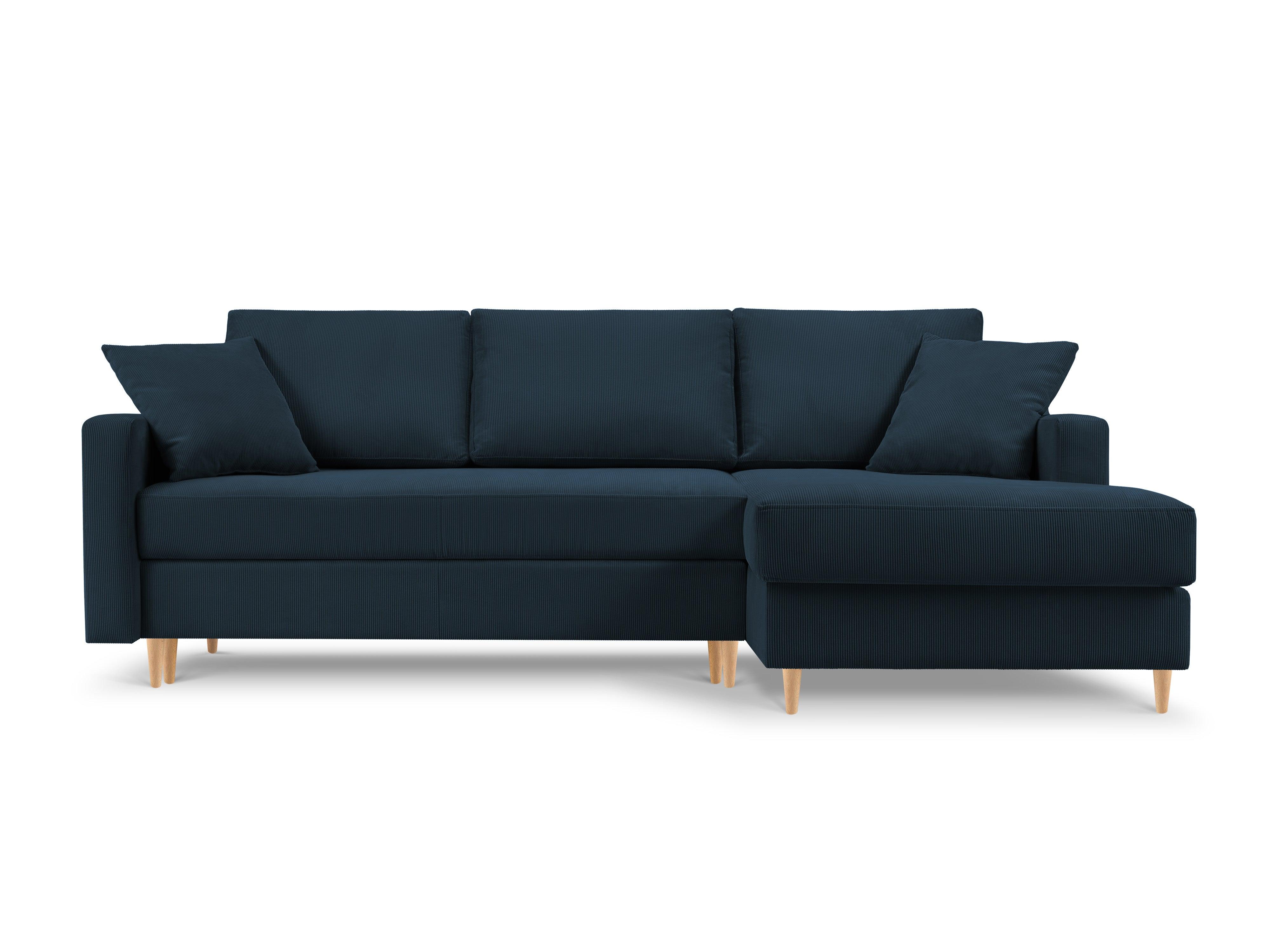 Narożnik prawostronny sztruksowy z funkcją spania ROSE ciemnoniebieski Mazzini Sofas Eye on Design