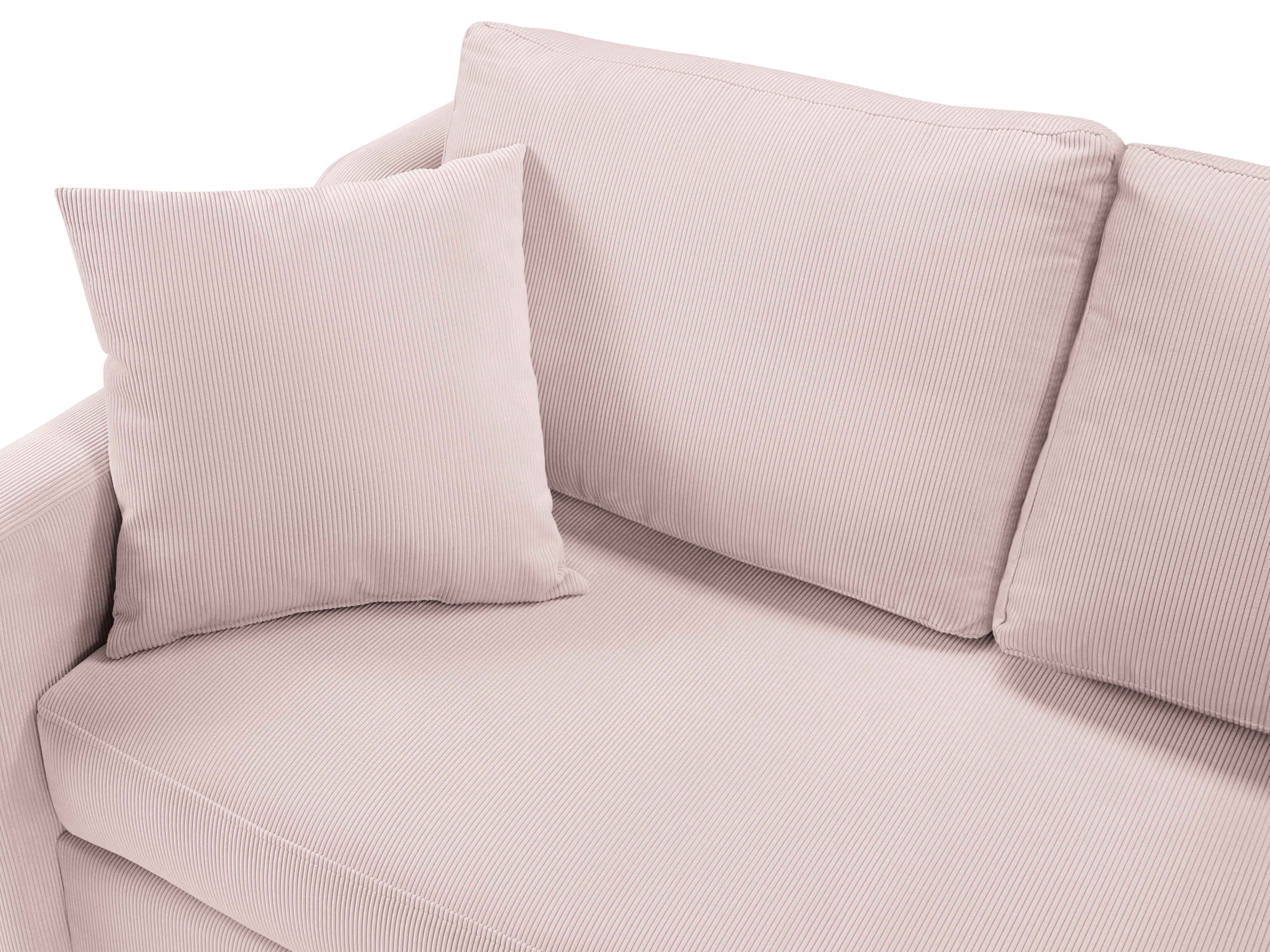 Narożnik prawostronny sztruksowy z funkcją spania ROSE różowy Mazzini Sofas Eye on Design